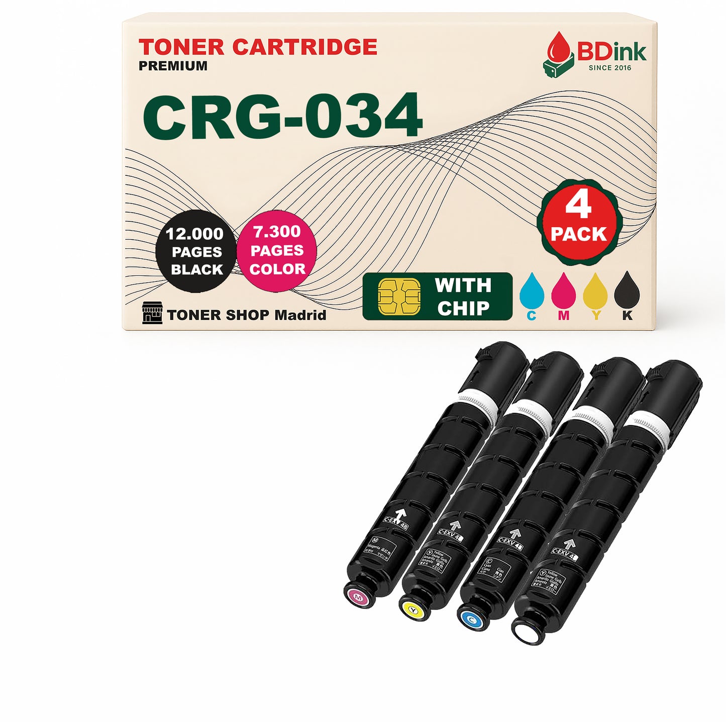 BDink Tóner Compatible Canon 034 (Pack 4 CMYK)