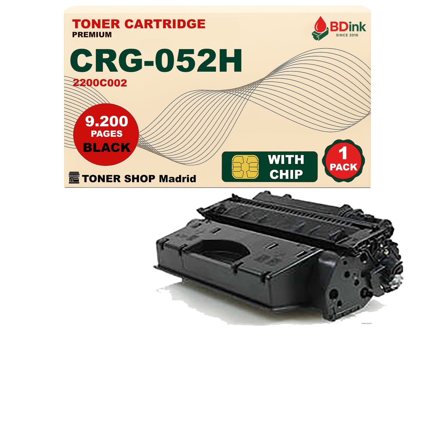 BDink Cartucho Tóner Compatible Canon 052H Negro