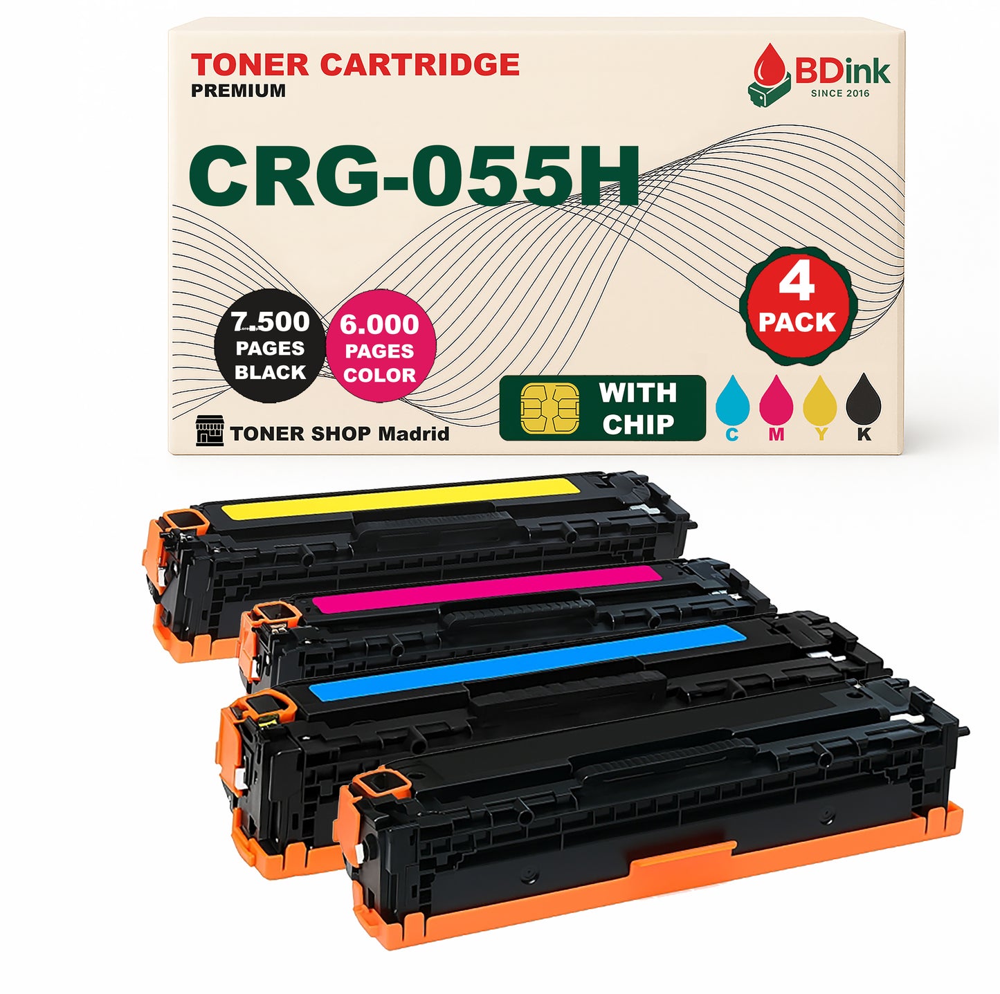 BDink Tóner Compatible Canon 055H (CMYK 4 Pack)