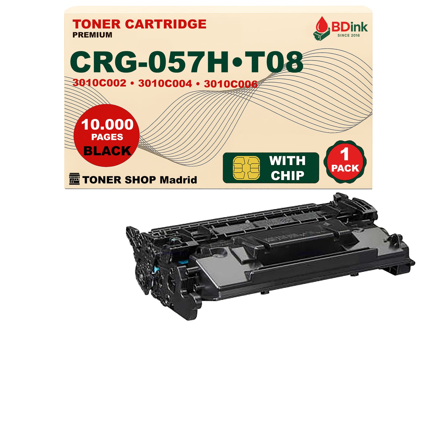 BDink Cartucho Tóner Compatible Canon 057H/T08 Negro