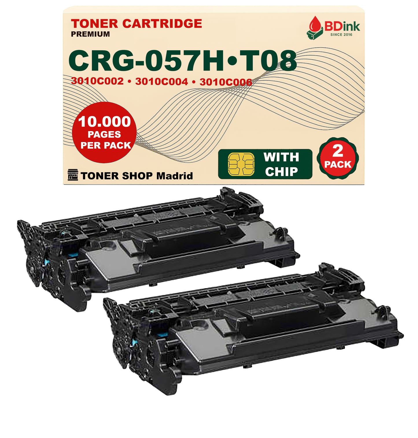 BDink Cartucho Tóner Compatible Canon 057H/T08 Negro