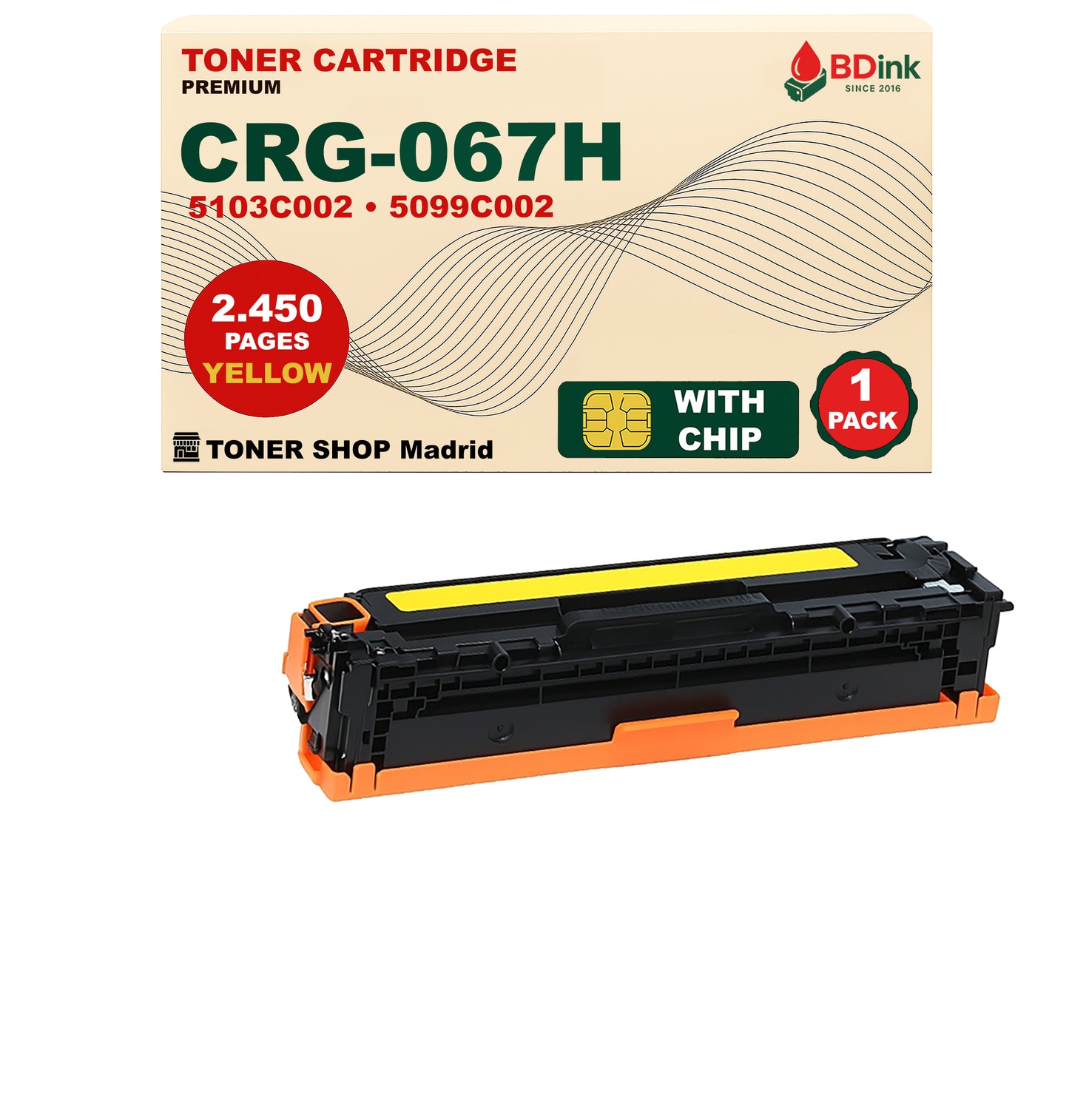 BDink Tóner Compatible Canon 067H (Pack 4) con Chip