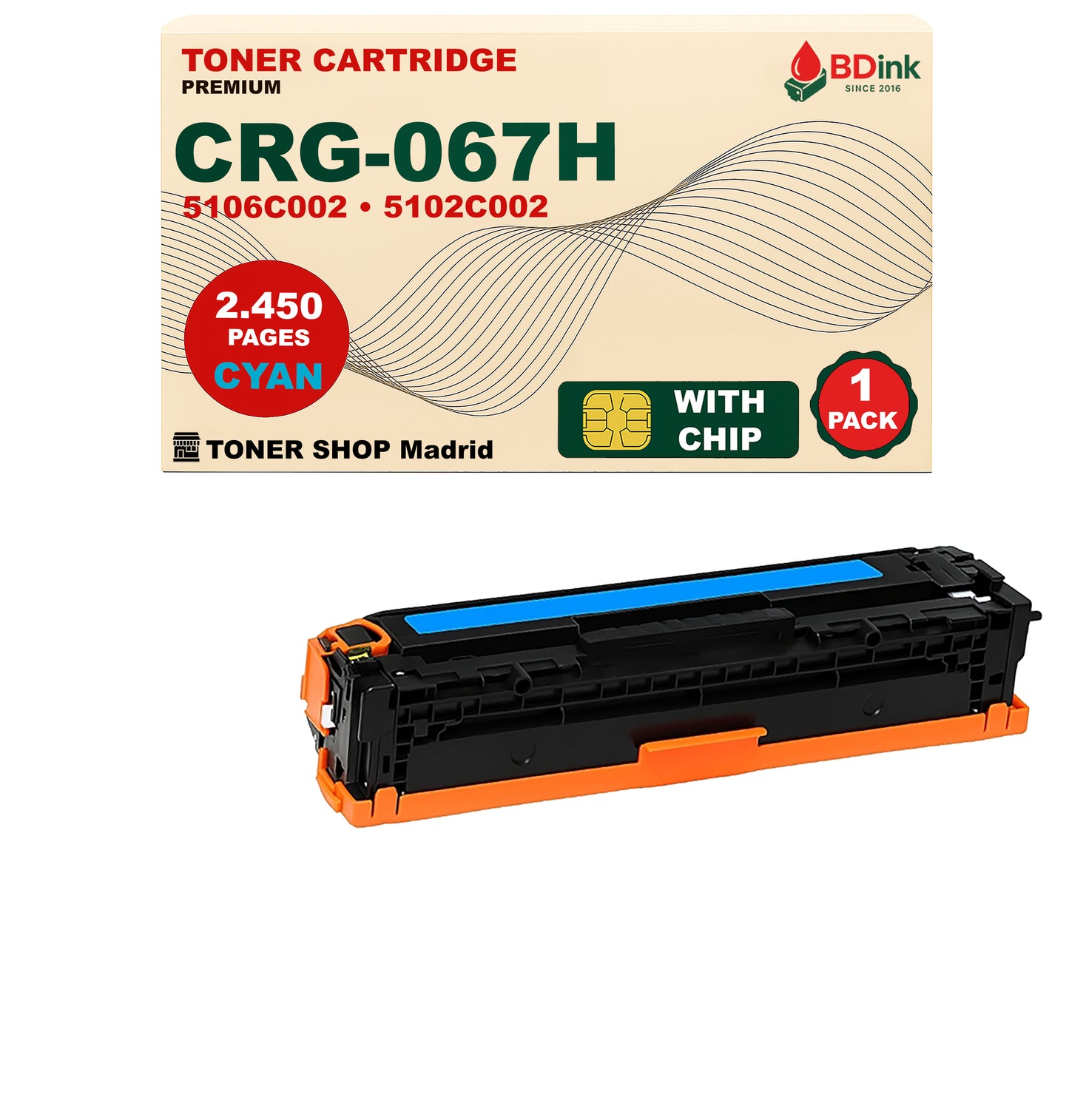 BDink Tóner Compatible Canon 067H (Pack 4) con Chip
