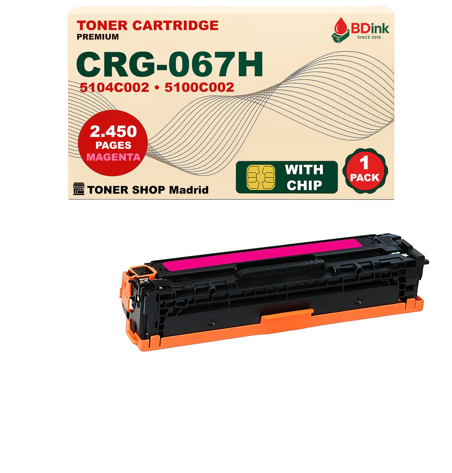 BDink Tóner Compatible Canon 067H (Pack 4) con Chip