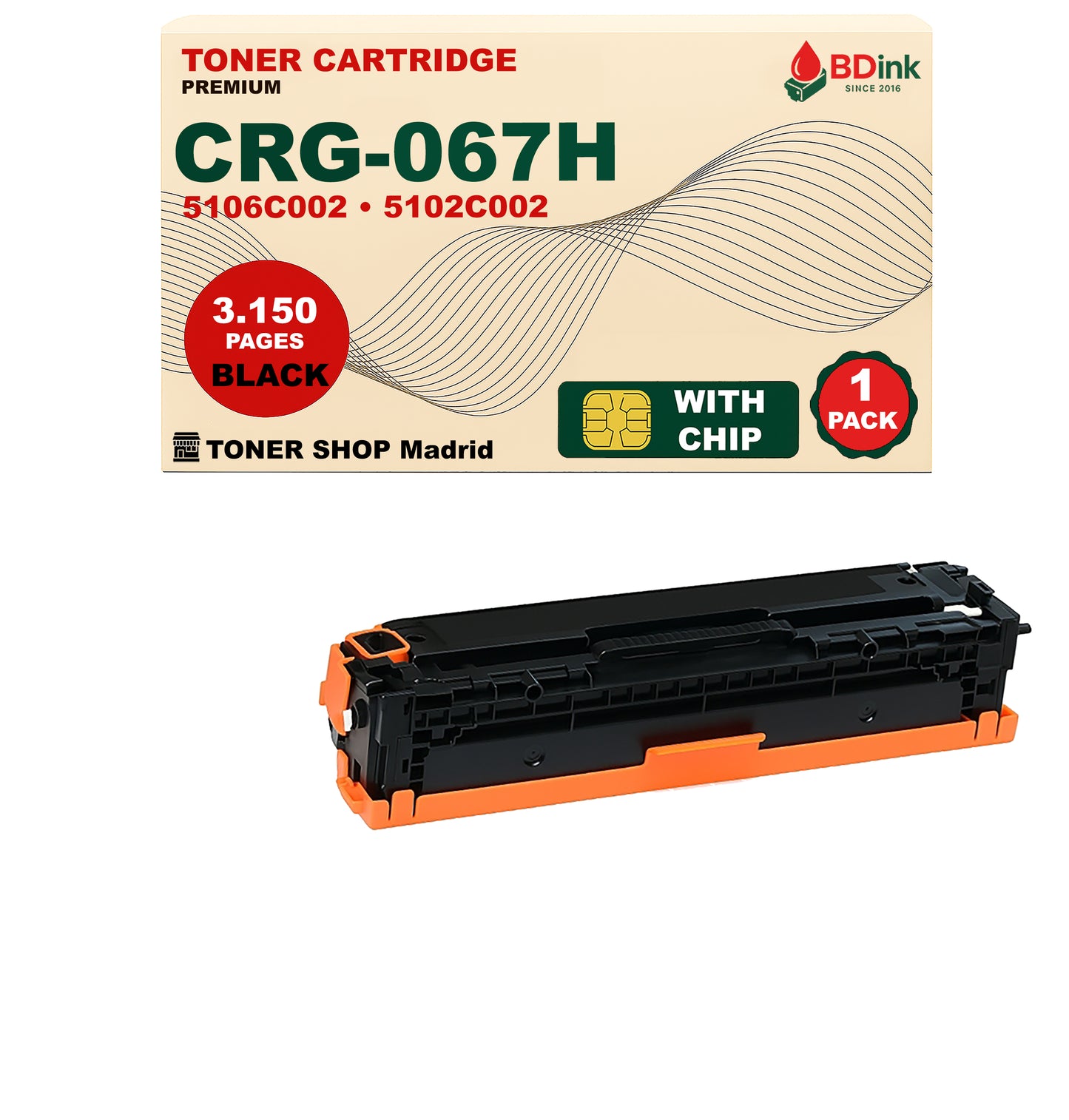 BDink Tóner Compatible Canon 067H (Pack 4) con Chip