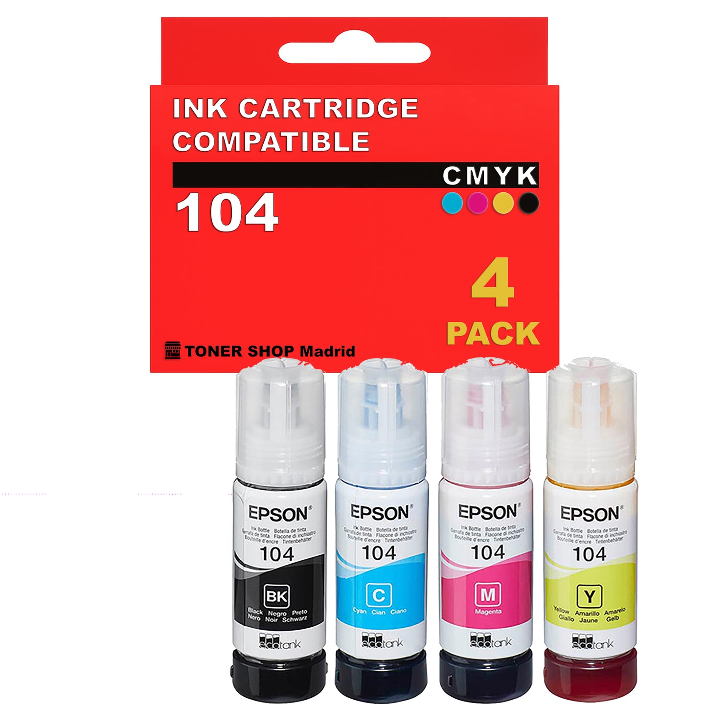 BDink Cartuchos Tinta Compatible Epson 104 CMYK (Pack 4)
