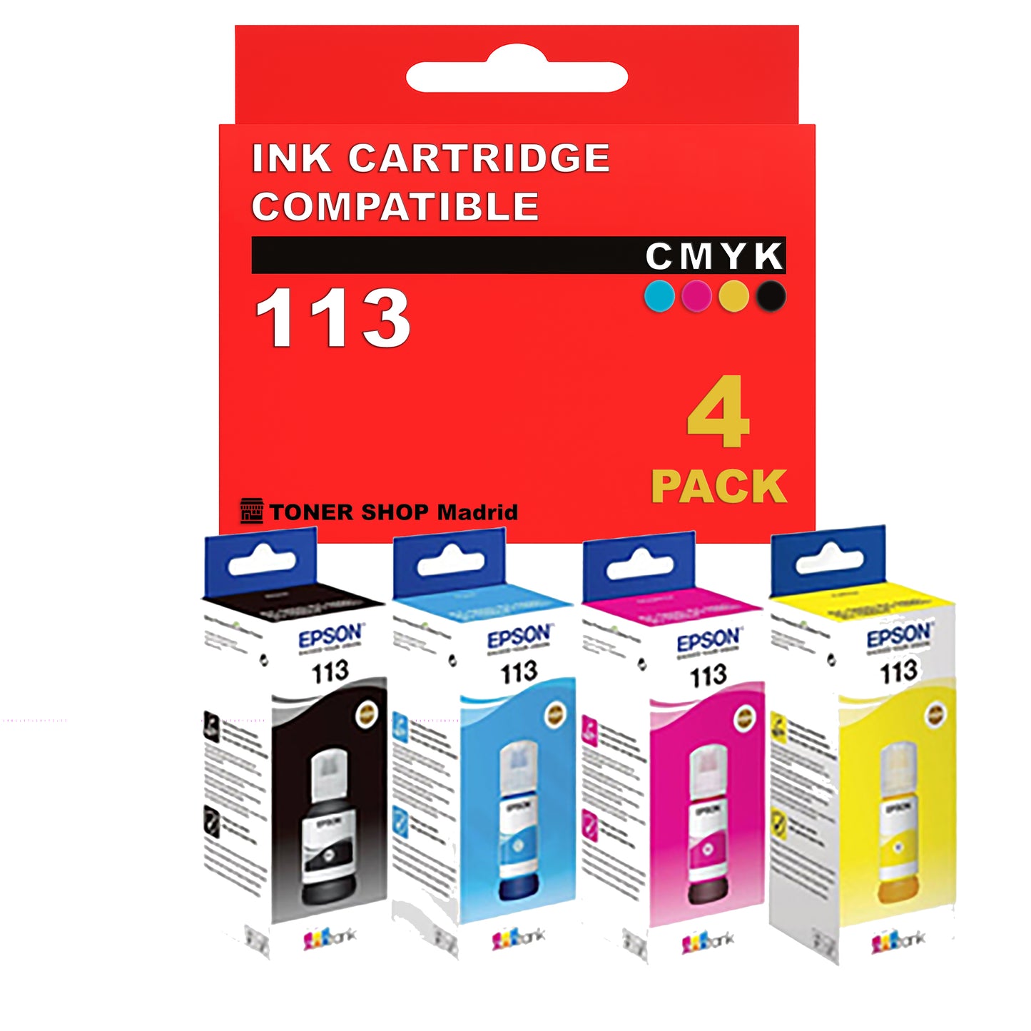 BDink Cartuchos Tinta Compatible Epson 113 CMYK (Pack 4)
