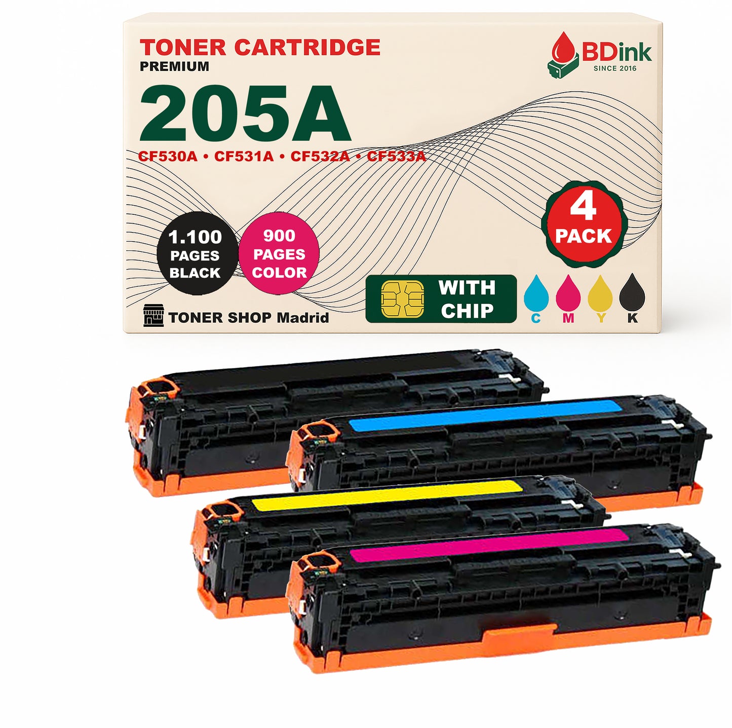 BDink Tóner Compatible HP 205A (Pack 4 CMYK) CF530A CF531A CF532A CF533A