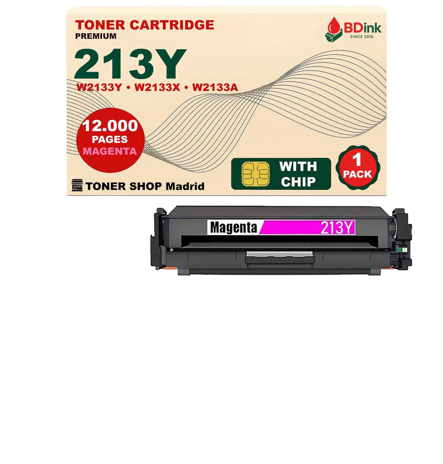 BDink Tóner Compatible HP 213Y (Pack 4 CMYK) W2130Y W2131Y W2132Y W2133Y