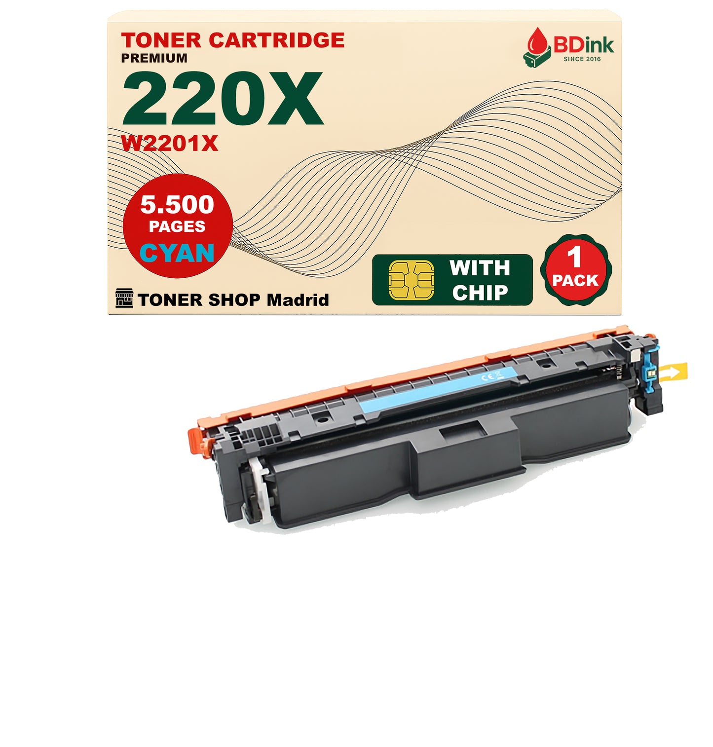 BDink Tóner Compatible HP 220X (Pack 4 CMYK) W2200X W2201X W2202X W2203X