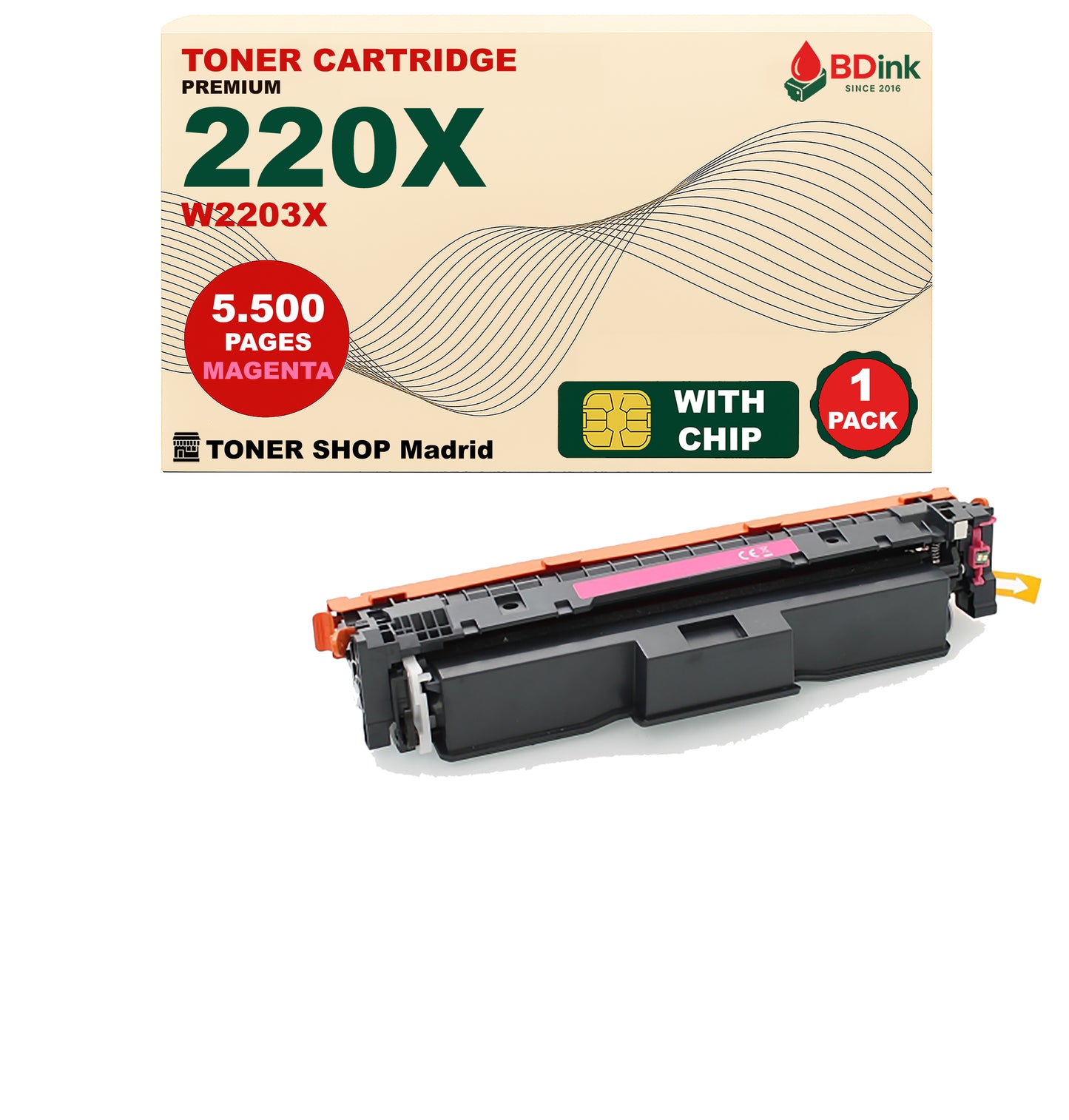 BDink Tóner Compatible HP 220X (Pack 4 CMYK) W2200X W2201X W2202X W2203X