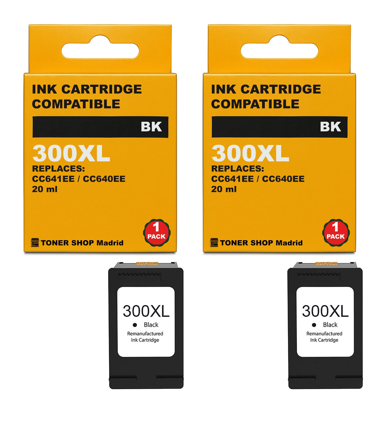 BDink Cartuchos Tinta Remanufacturados HP 300XL Negro y HP 300XL Color (Pack 2)