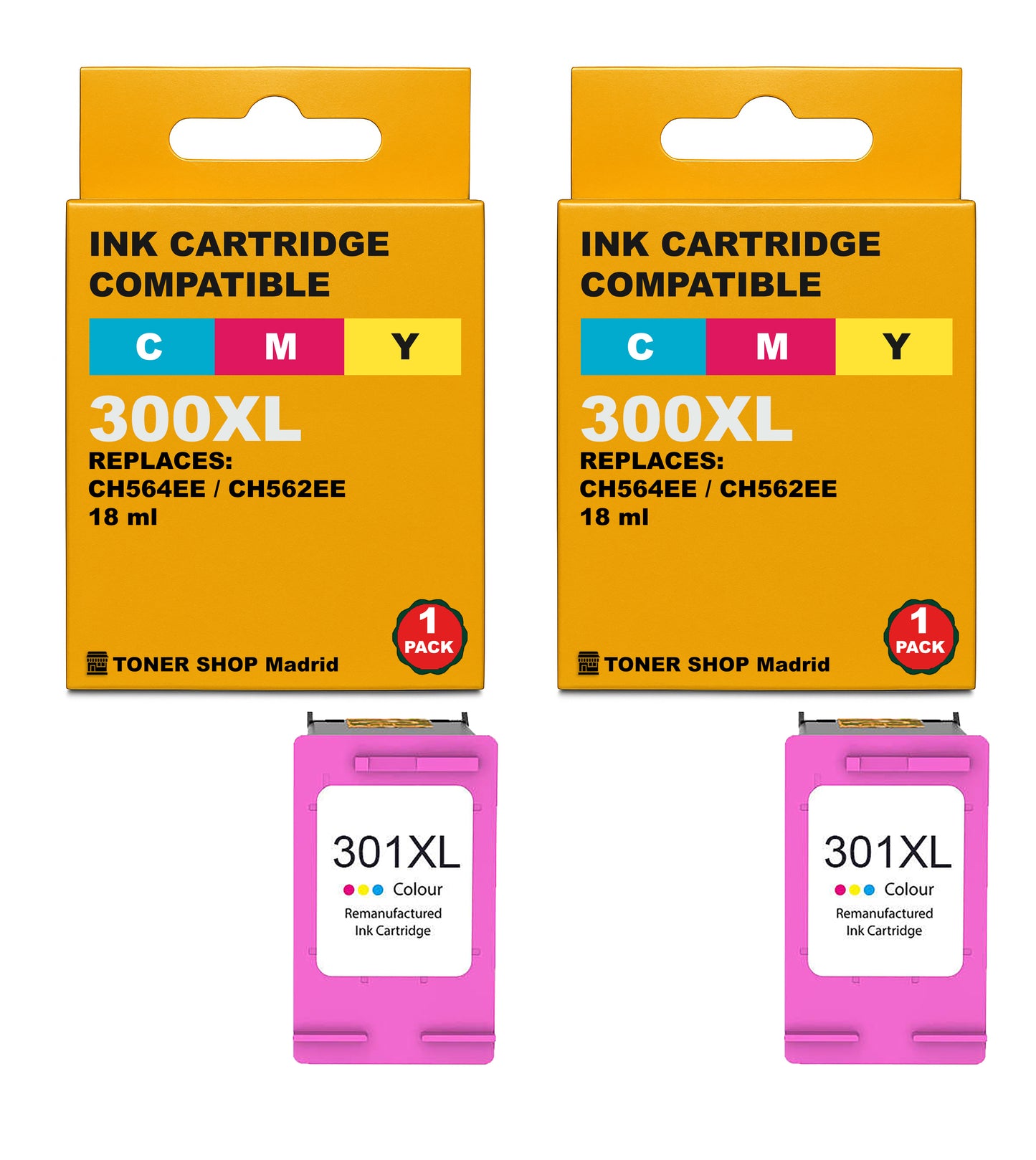 BDink Cartuchos Tinta Remanufacturados HP 300XL Negro y HP 300XL Color (Pack 2)