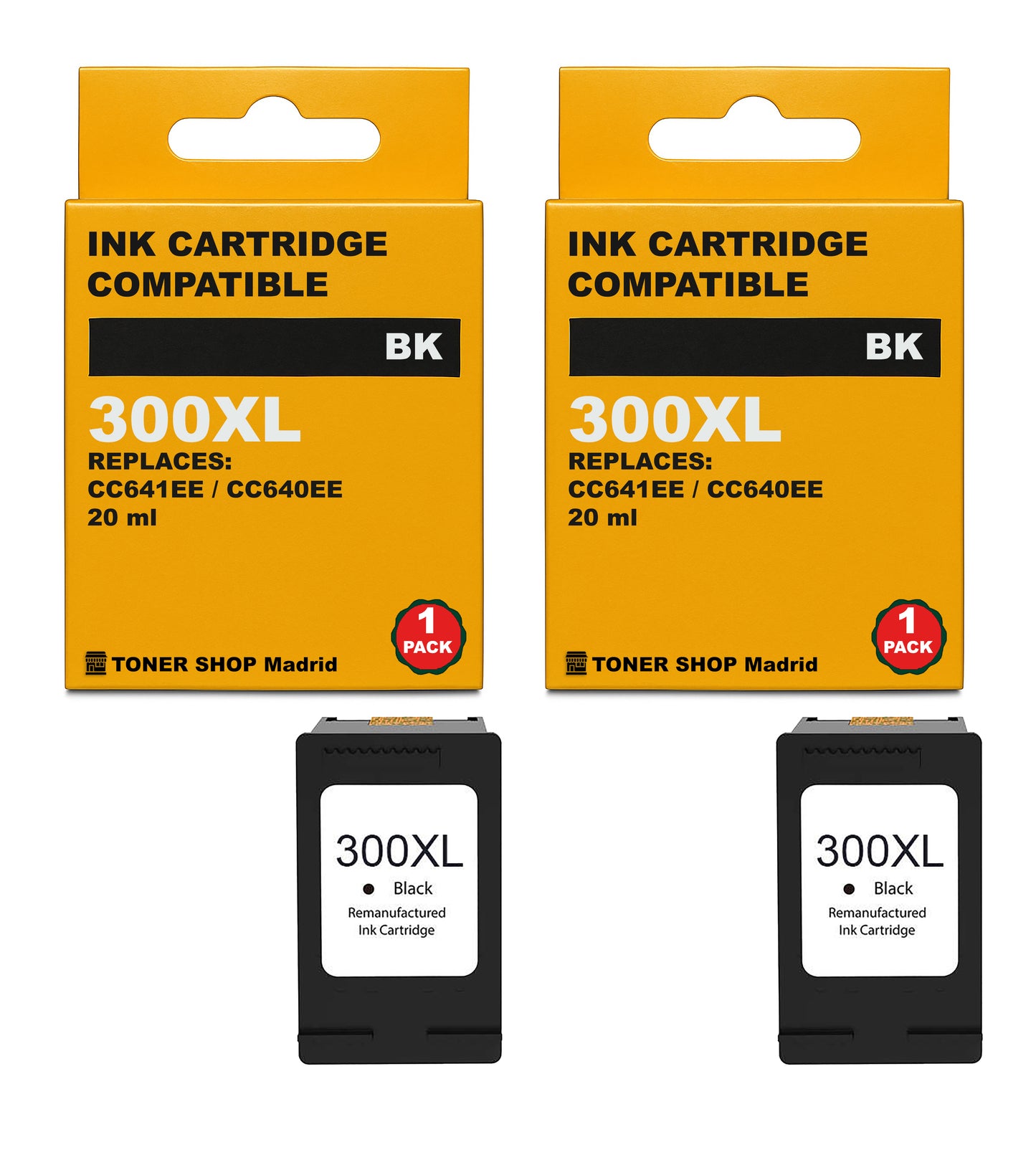 BDink Cartuchos Tinta Remanufacturados HP 300XL Negro y HP 300XL Color (Pack 2)