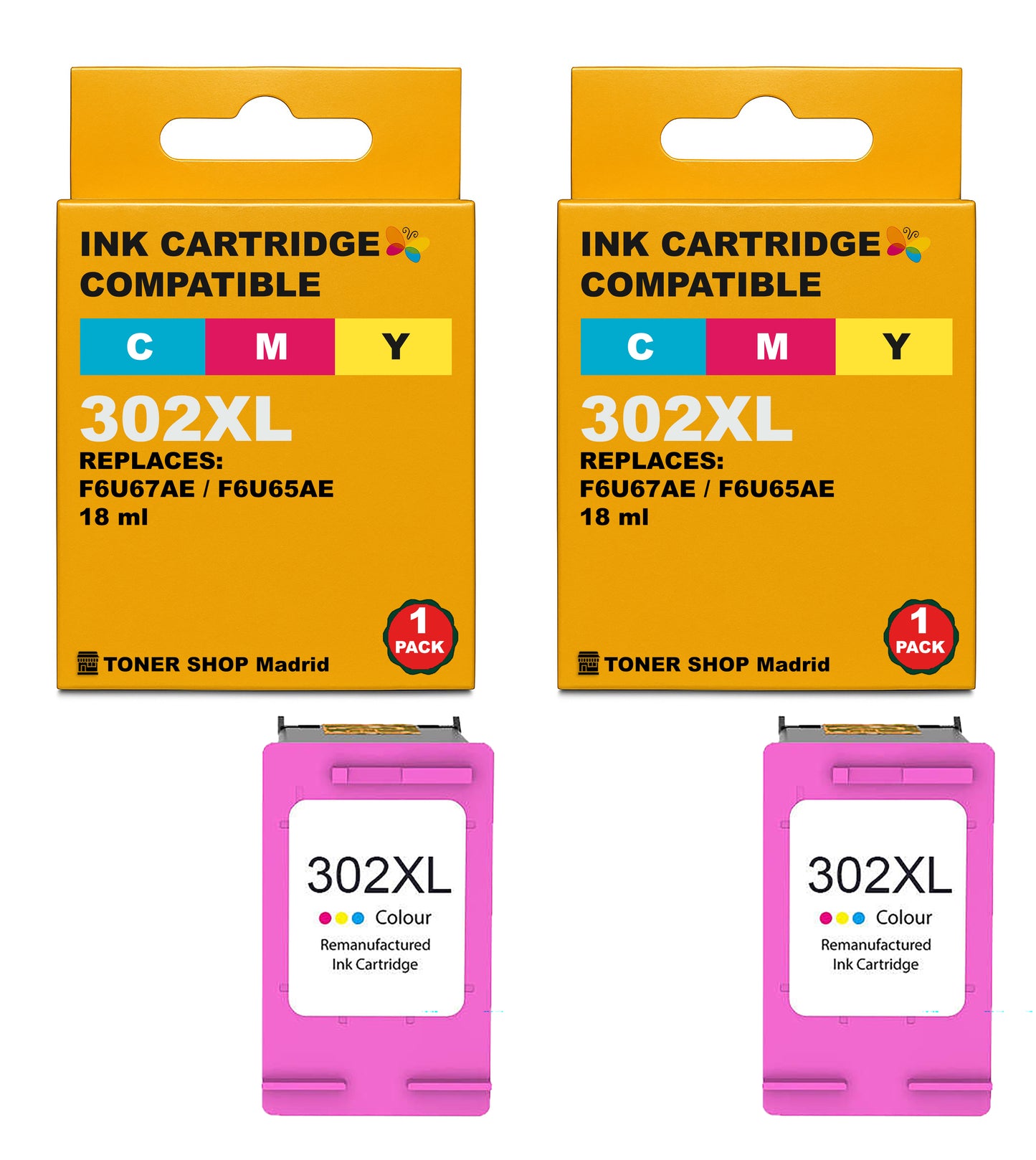 BDink Cartuchos Tinta Remanufacturados HP 302XL Negro y Color (Pack 2)