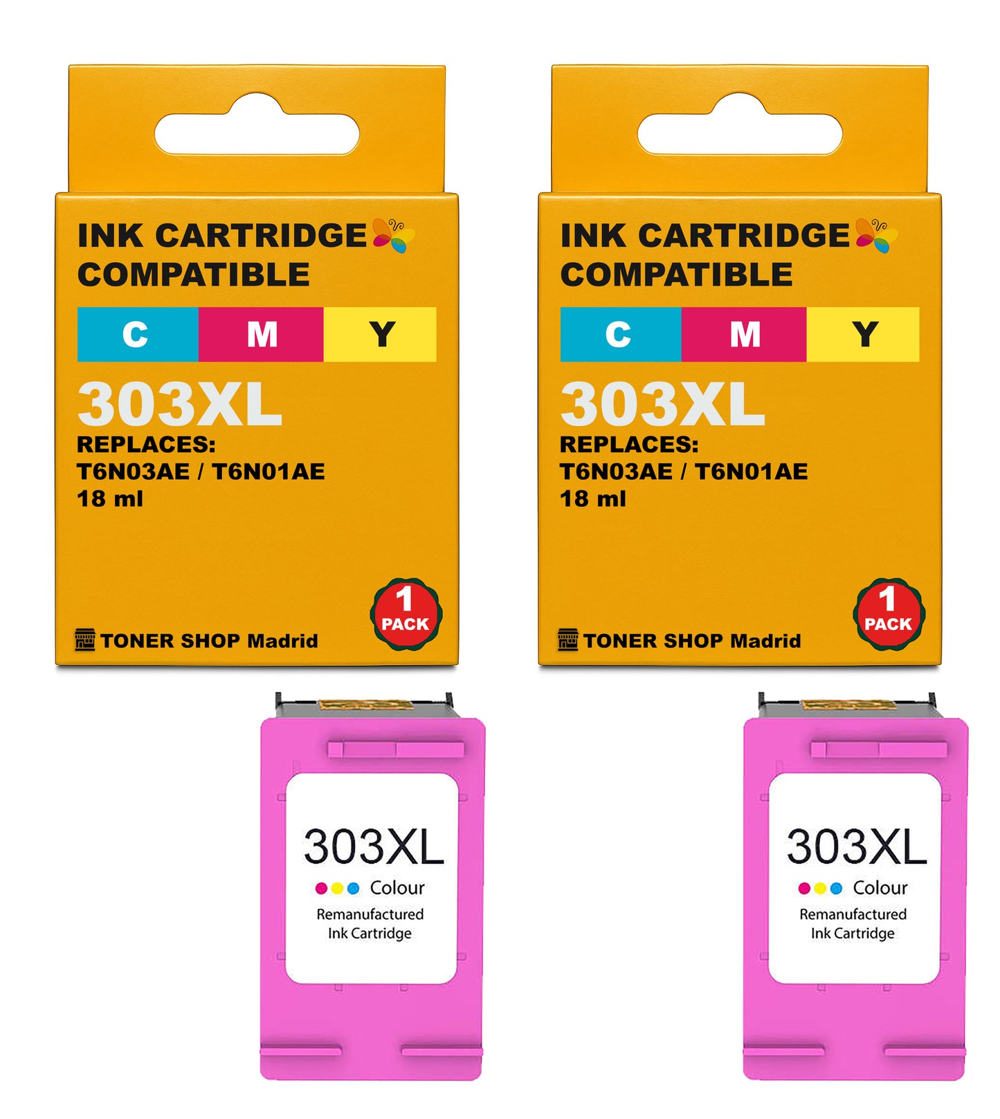 BDink Cartuchos Tinta Remanufacturados HP 303XL Negro y Color (Pack 2)