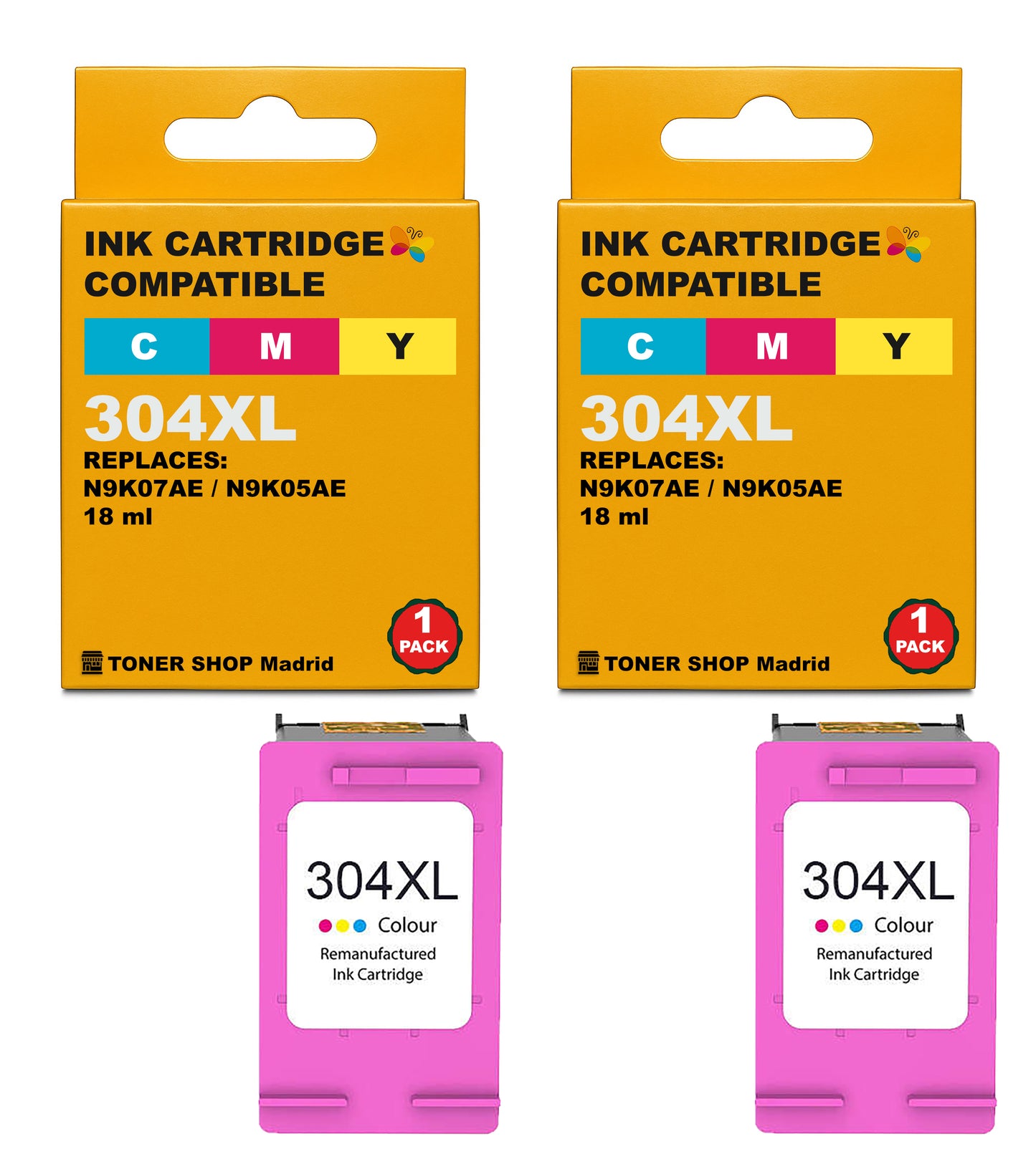 BDink Cartuchos Tinta Remanufacturados HP 304XL Negro y Color (Pack 2)