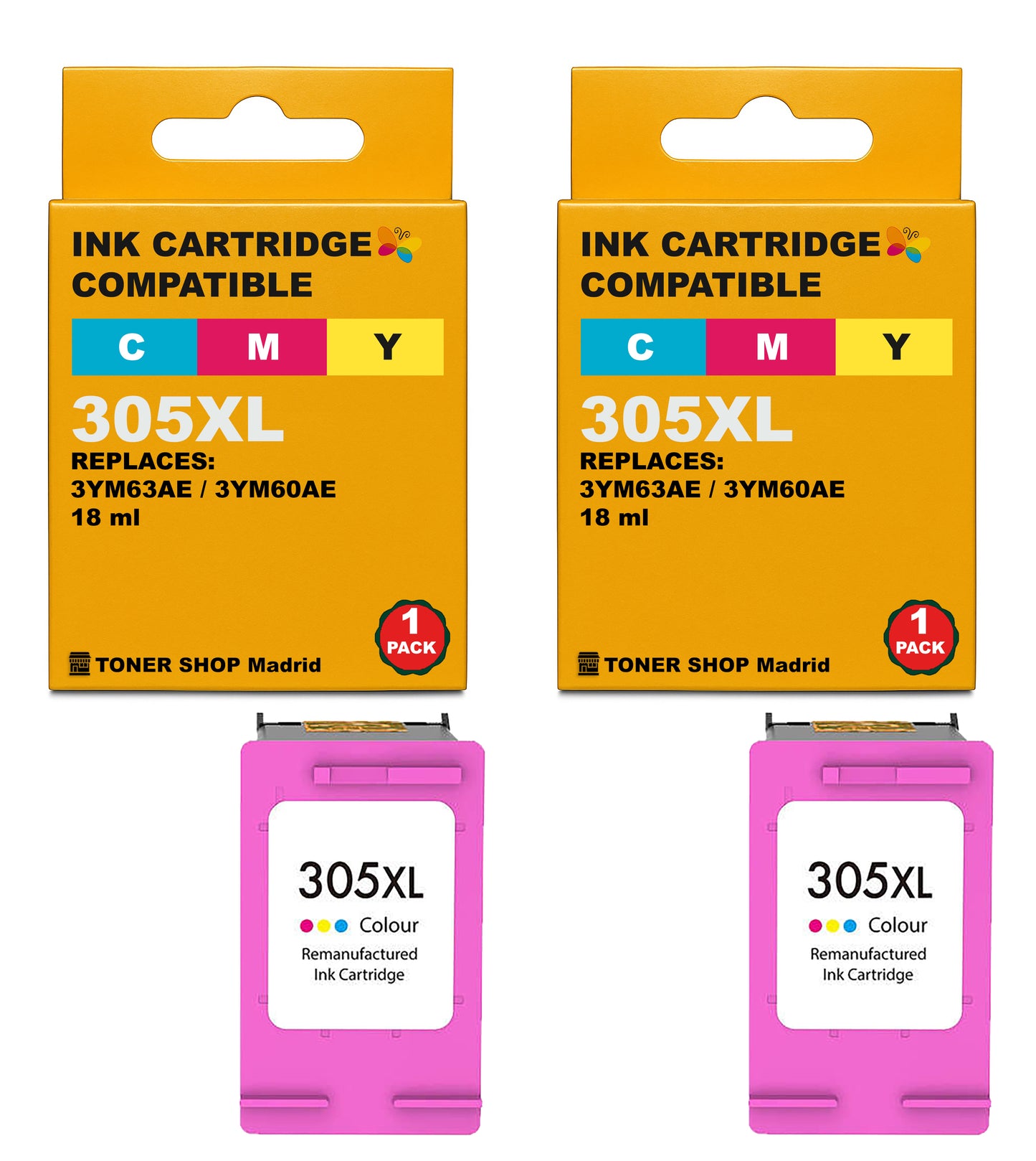BDink Cartuchos Tinta Remanufacturados HP 305XL Negro y Color (Pack 2)