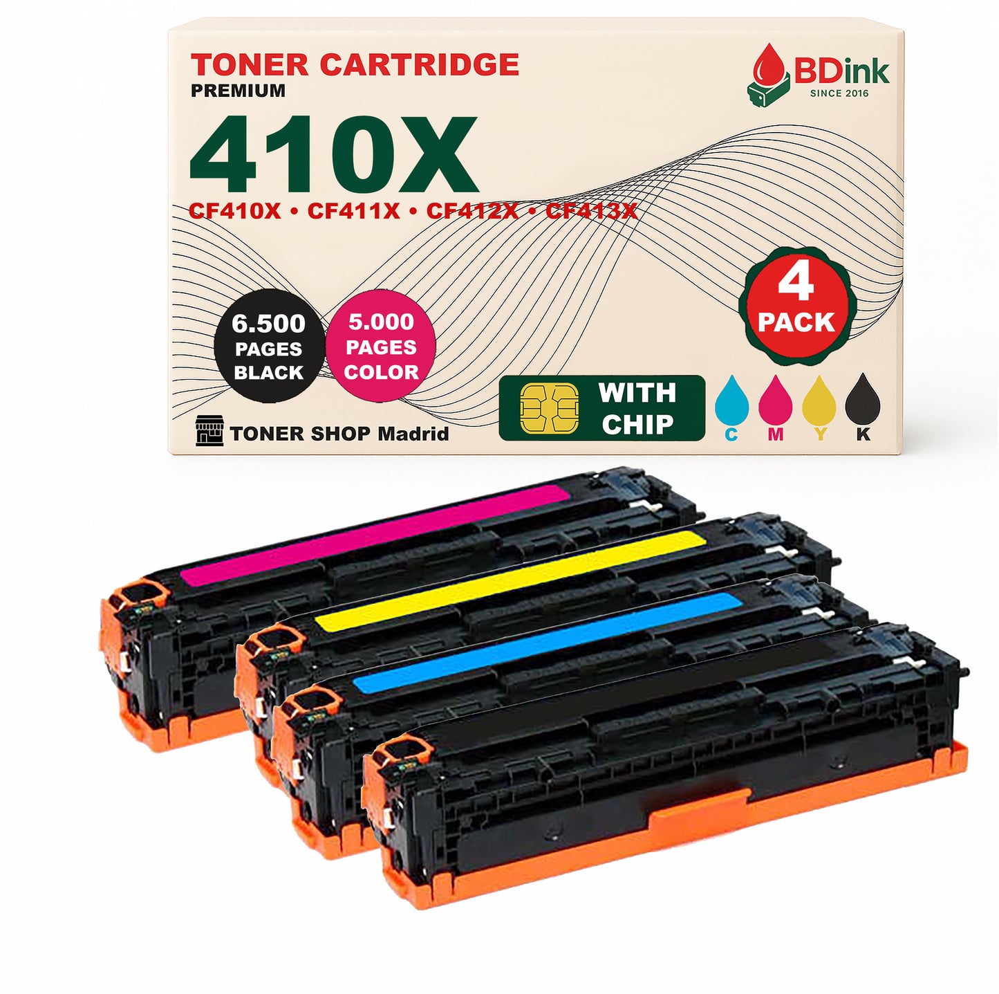 BDink Tóner Compatible HP 410X (Pack 4 CMYK) CF410X CF411X CF412X CF413X