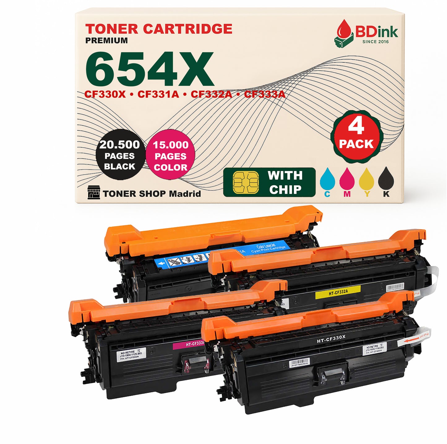 BDink Tóner Compatible HP 654X (Pack 4 CMYK) CF330X CF331A CF332A CF333A