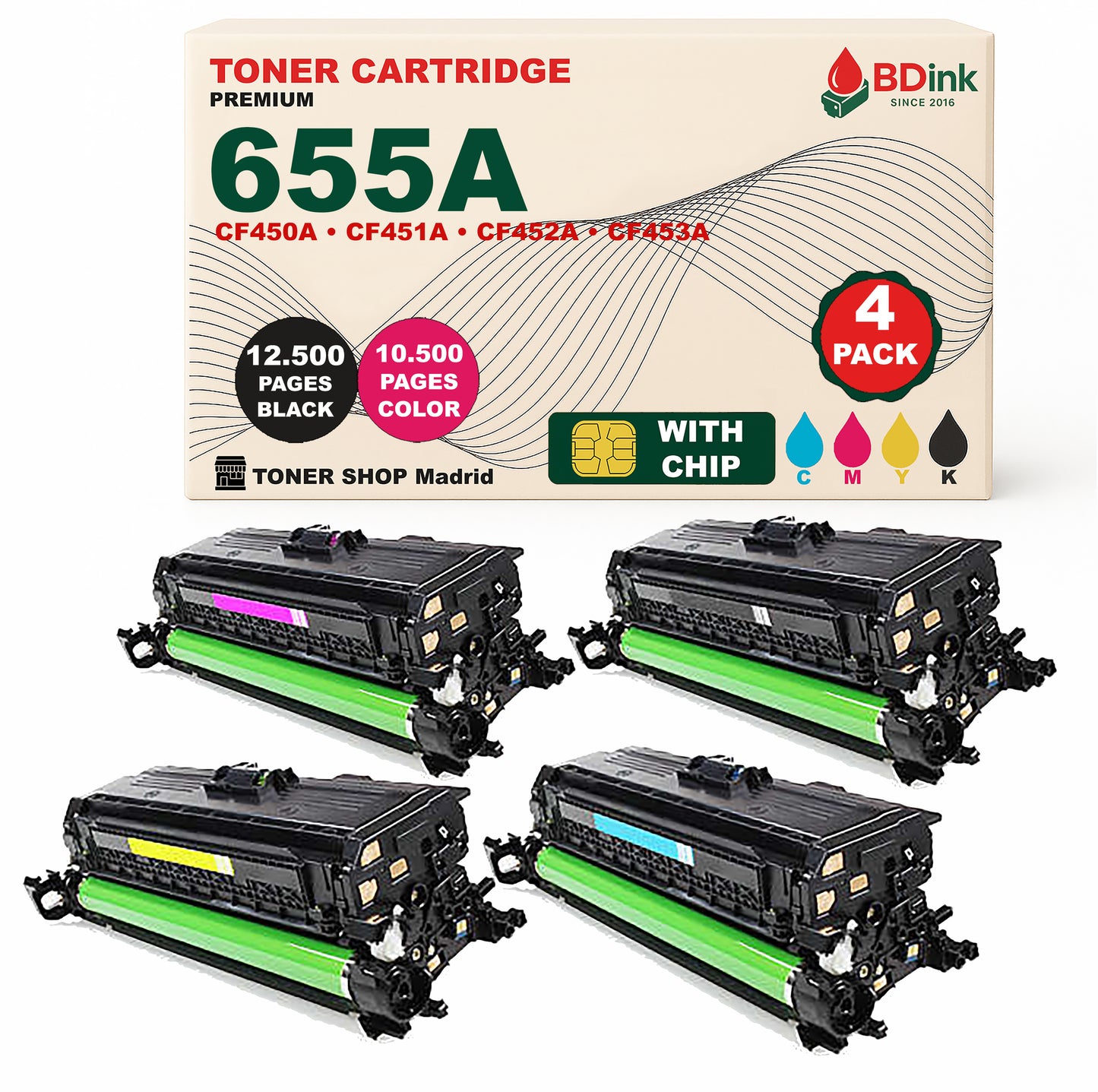 BDink Tóner Compatible HP 655A (Pack 4 CMYK) CF450A CF451A CF452A CF453A