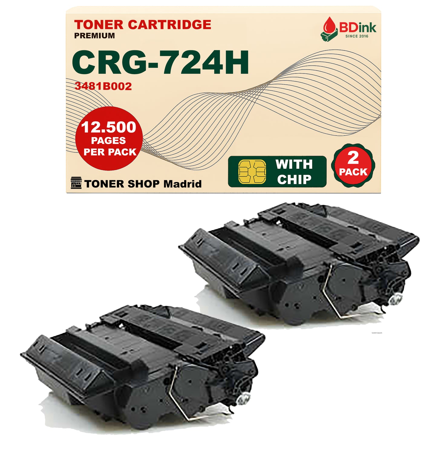 BDink Cartucho Tóner Compatible Canon 724H Negro