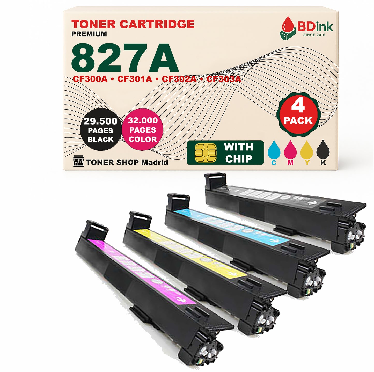 BDink Tóner Compatible HP 827A (Pack 4 CMYK) CF300A CF301A CF302A CF303A