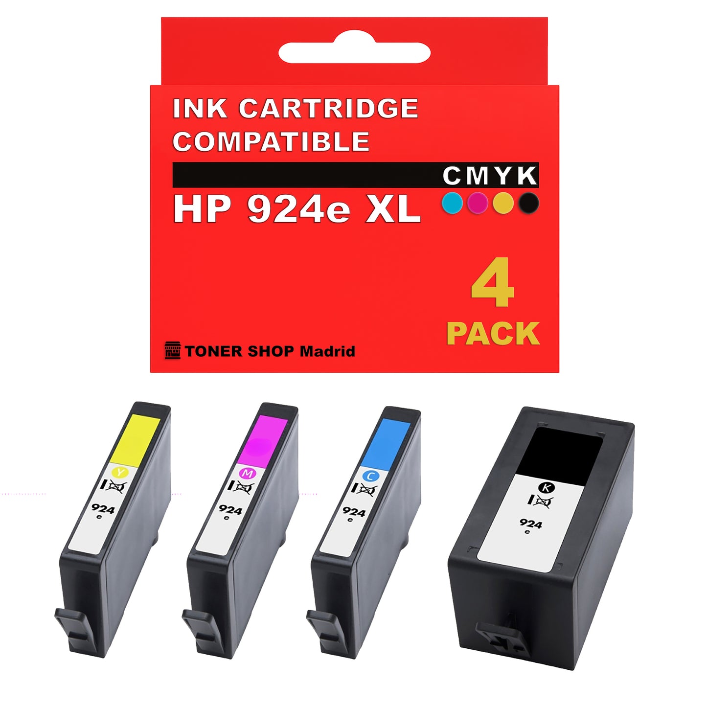 BDink Cartuchos Compatibles HP 924e XL CMYK con Chip (Pack de 4)