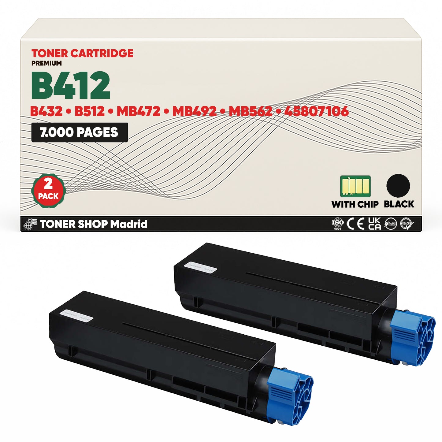 BDink Cartucho Tóner Compatible OKI B412/B432/B512 Negro