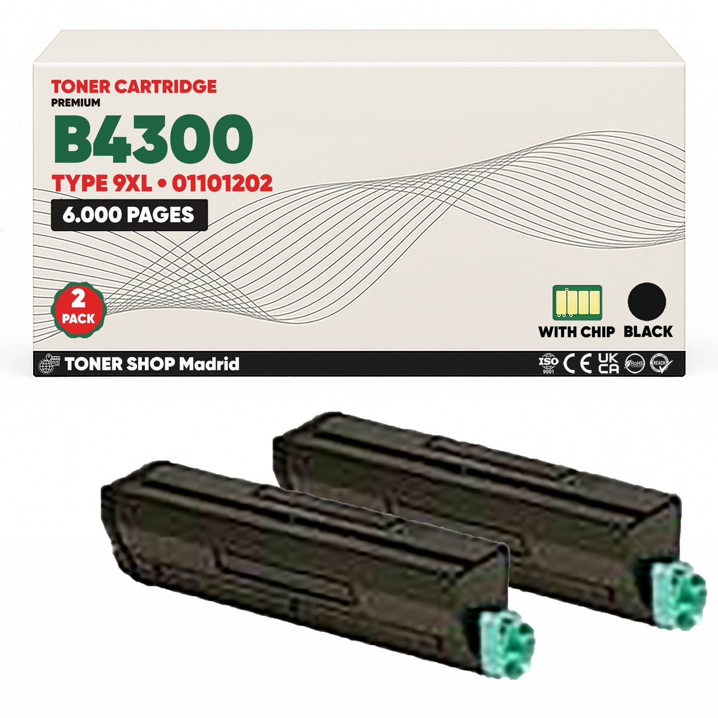BDink Cartucho Tóner Compatible OKI TYPE 9XL/B4300 Negro