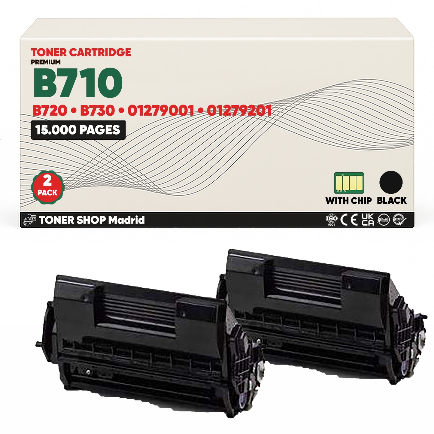 BDink Cartucho Tóner Compatible OKI B710/B720/B730 Negro
