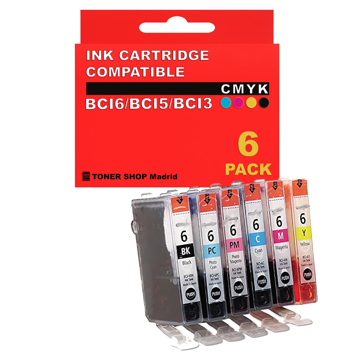 BDink Cartuchos Tinta Compatible con Canon BCI6/BCI5/BCI3 Serie Completa (7 pack Colores)