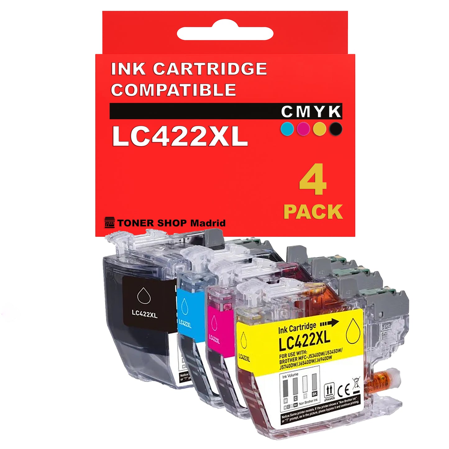 BDink Cartuchos Tinta Compatible Brother LC422XL CMYK (Pack 4)