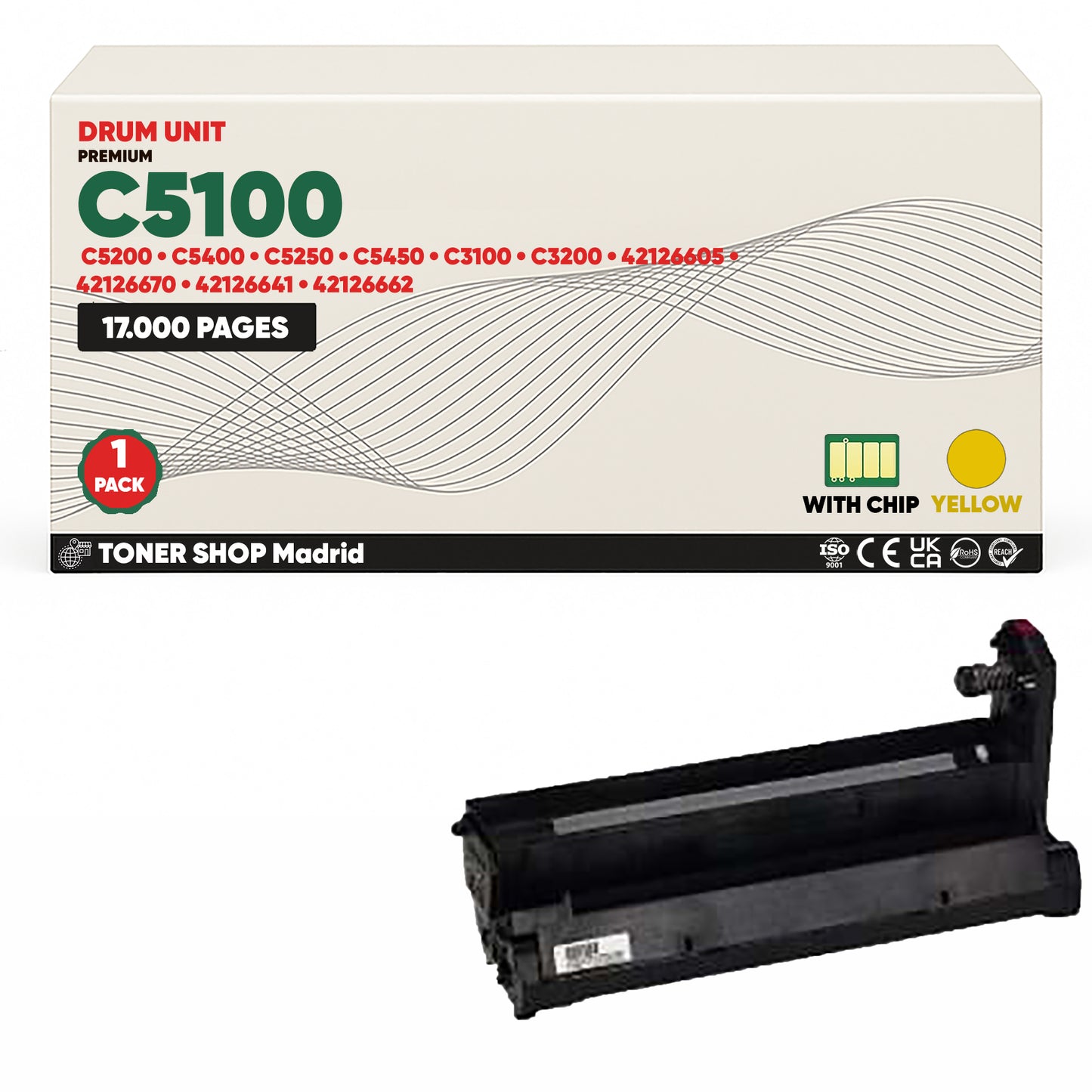 BDink Tambor de Imagen Compatible OKI C5100/C5200/C5400/C5250/C5450/C3100 (Pack 4 CMYK) Drum