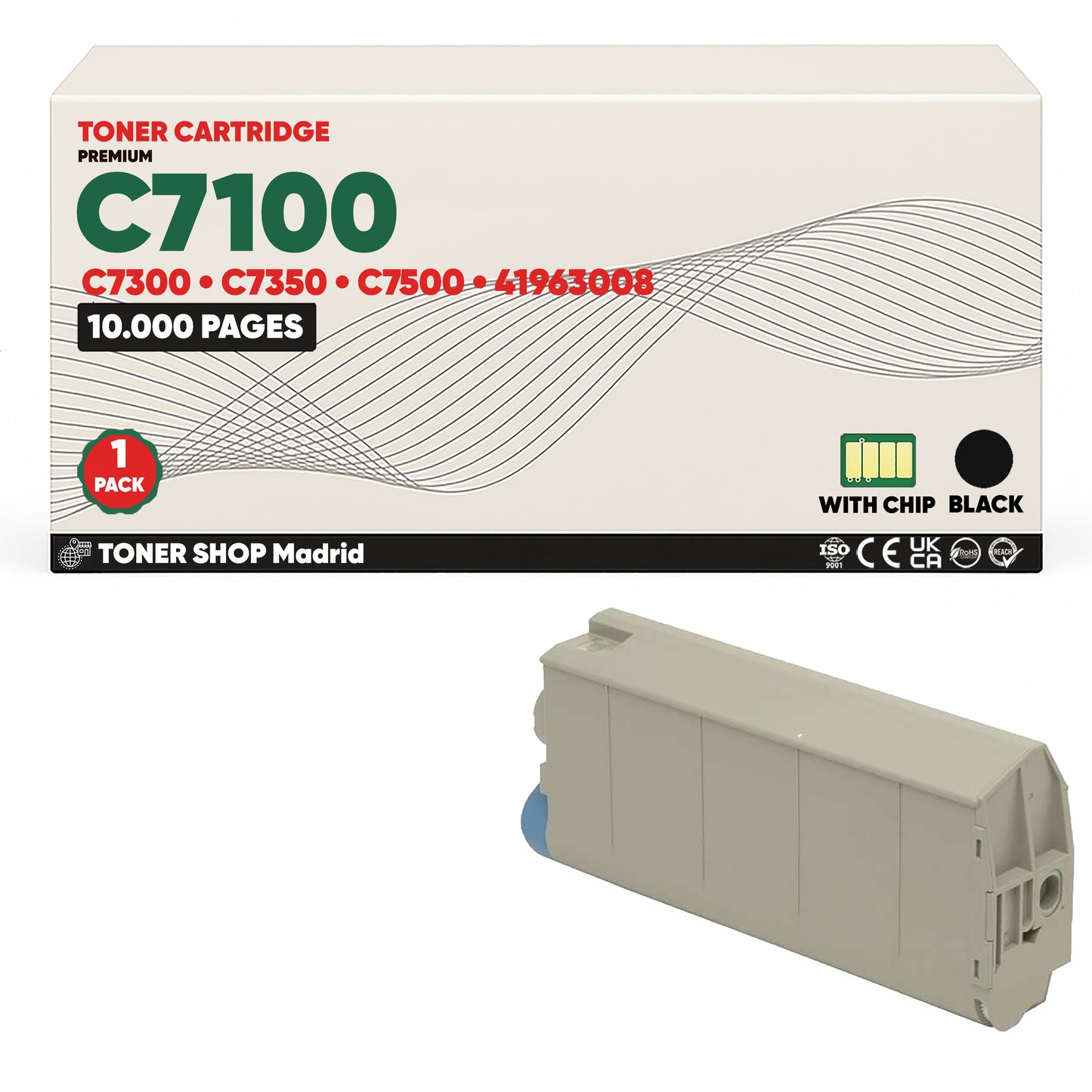 BDink Cartucho Tóner Compatible OKI C7100/C7300/C7350/C7500 Negro