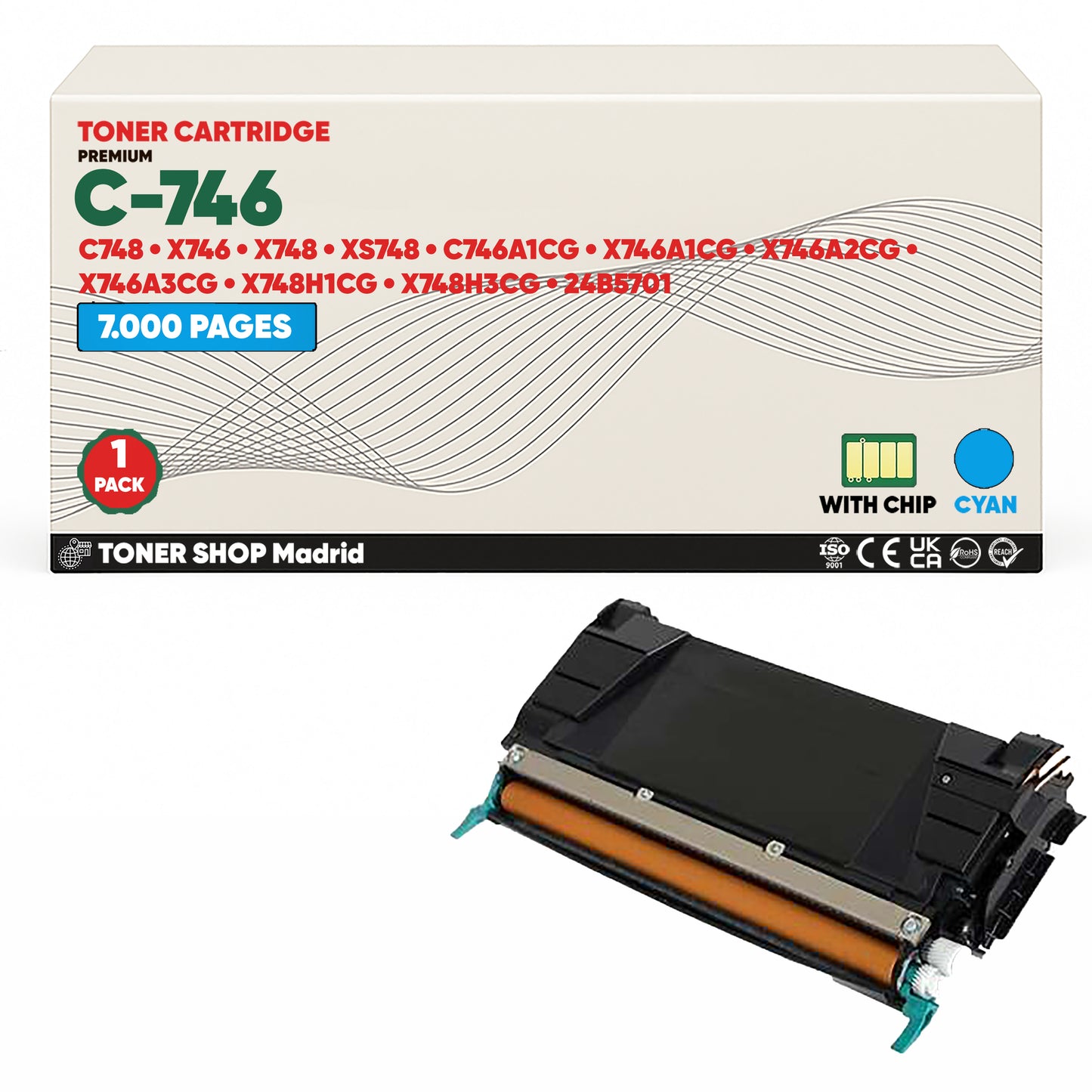 BDink Tóner Compatible Lexmark C746 (Pack 2 CM) C746A1CG C746A1MG C746A1YG