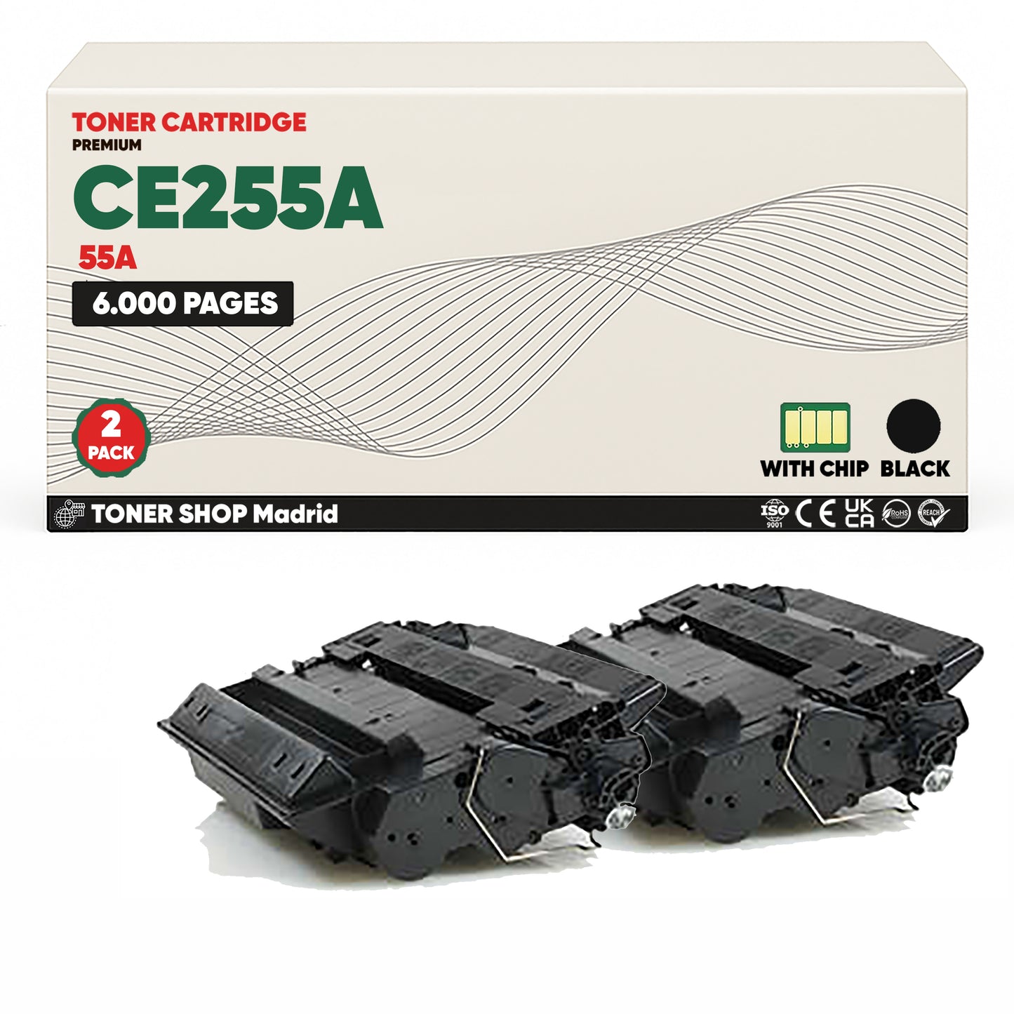 BDink Cartucho Tóner Compatible HP CE255A Negro (Pack 1) - Reemplaza 55A