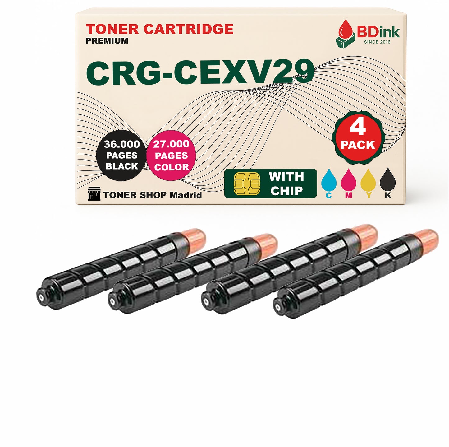 BDink Tóner Compatible Canon CEXV29 (CMYK 4 Pack)