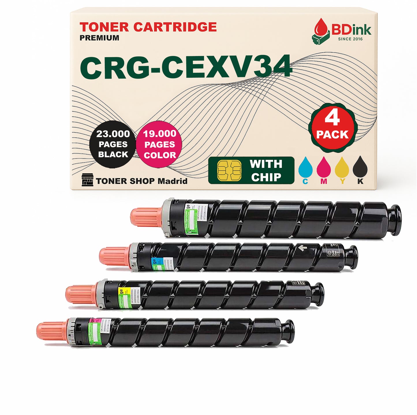 BDink Tóner Compatible Canon C-EXV34 (CMYK 4 Pack)