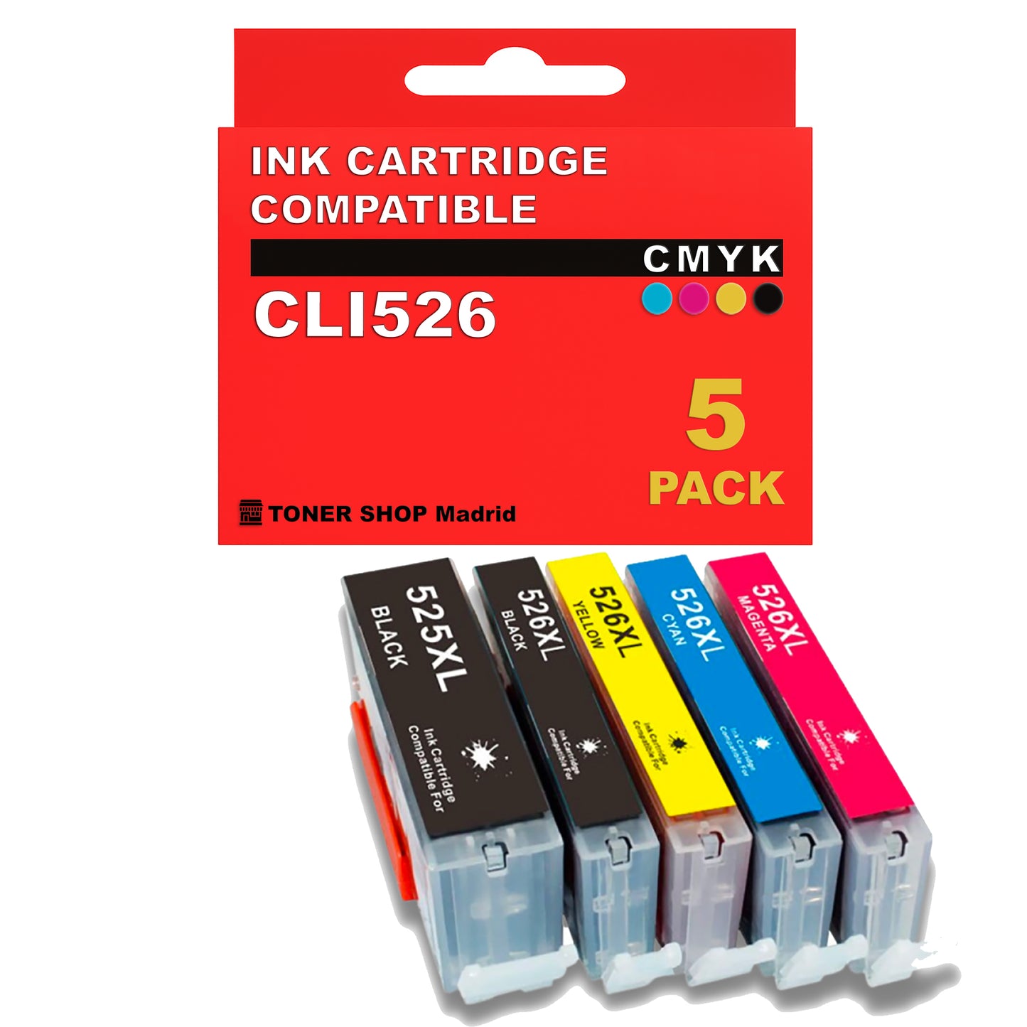 BDink Cartuchos Tinta Compatible con Canon CLI526 (Pack 5)