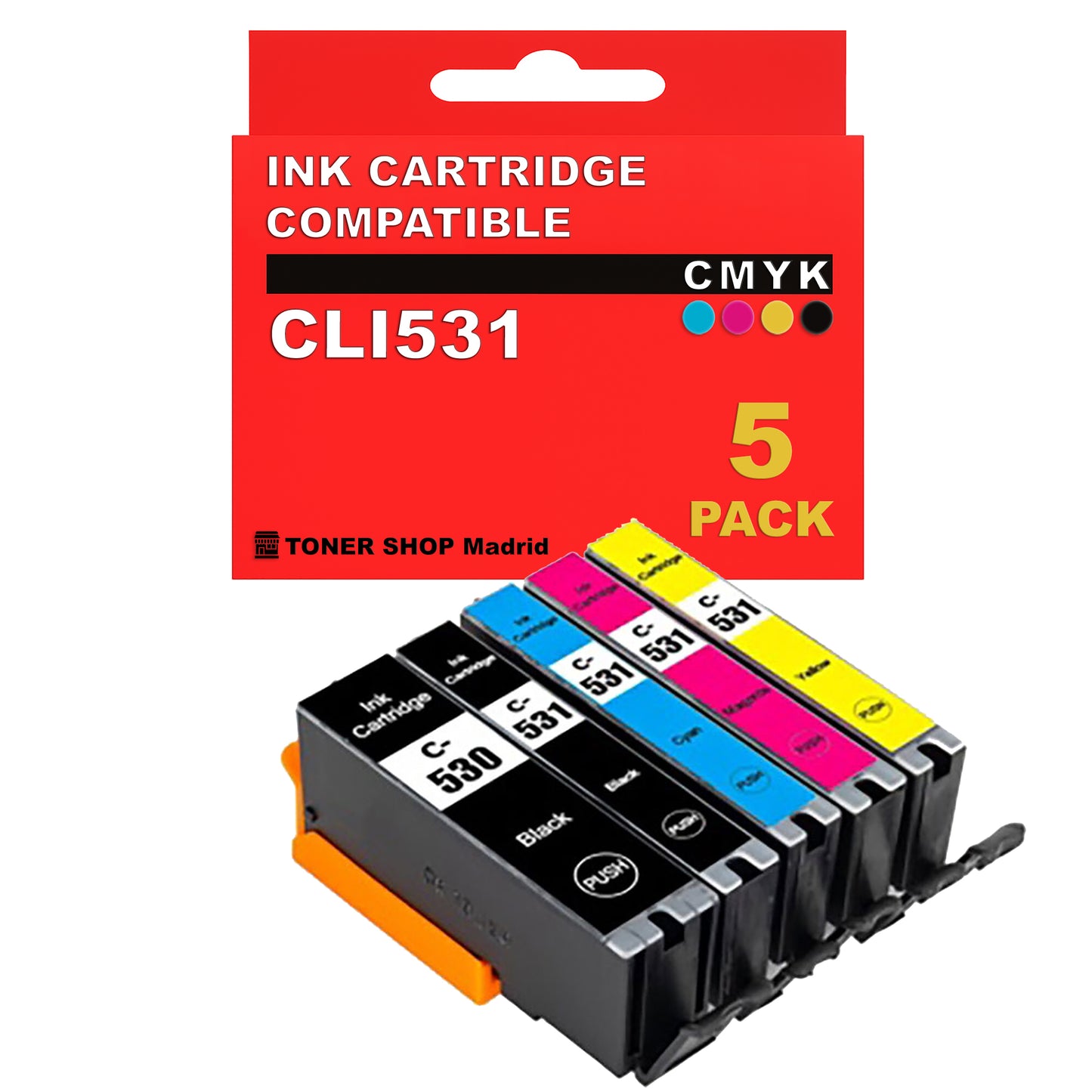 BDink Cartuchos Tinta Compatible con Canon CLI531 (Pack 5)