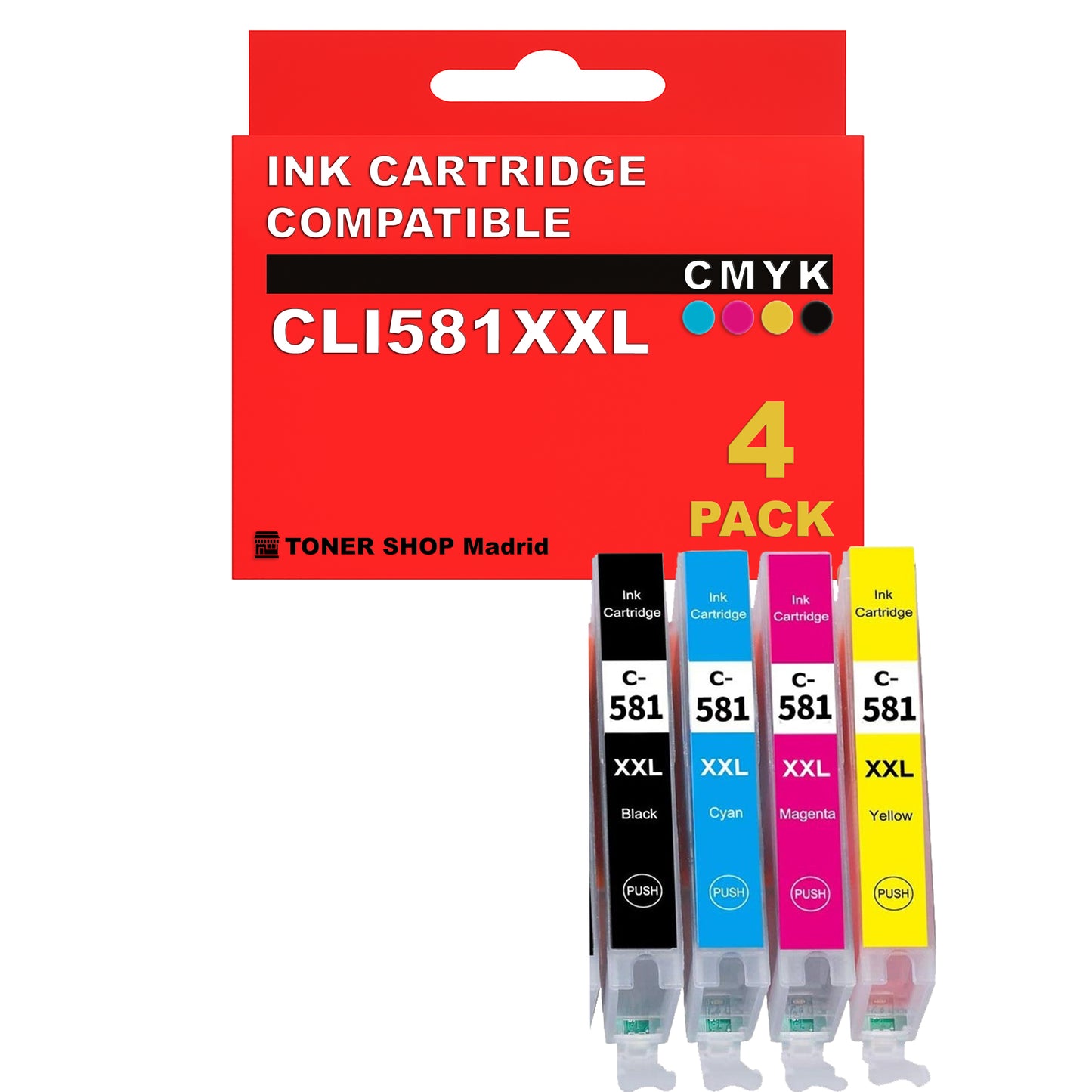 BDink Cartuchos Tinta Compatible Canon CLI581XXL CMYK (Pack 4)