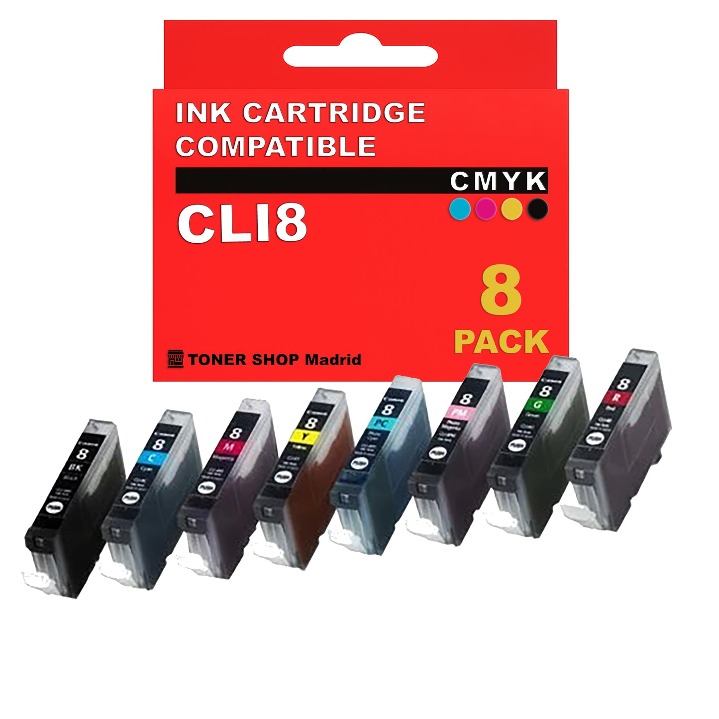 BDink Cartuchos Tinta Compatible Canon CLI8 (Pack 8)