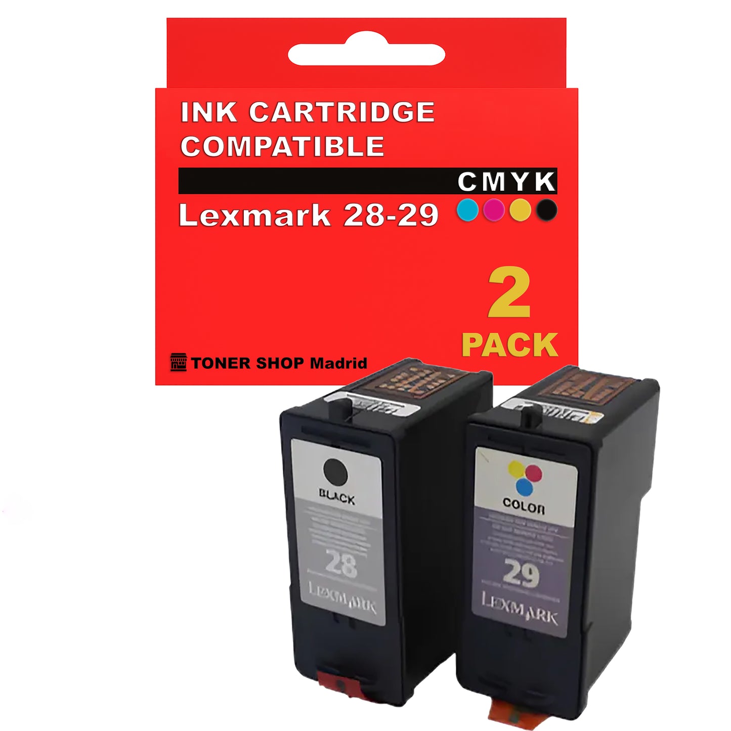 BDink Cartuchos Tinta Compatible con Lexmark 28 Negro y 29 Color (Pack 2)