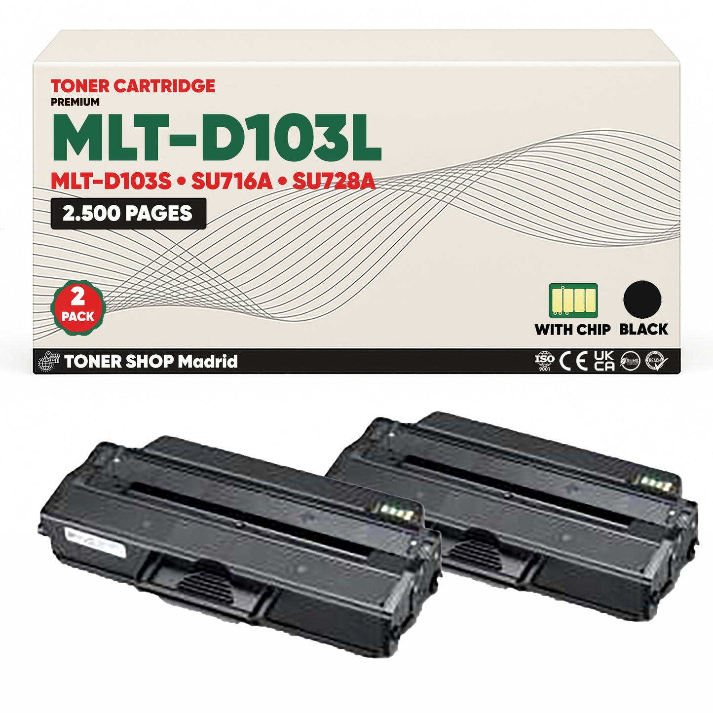 BDink Cartucho de Toner Compatible Samsung MLT-D103L Negro