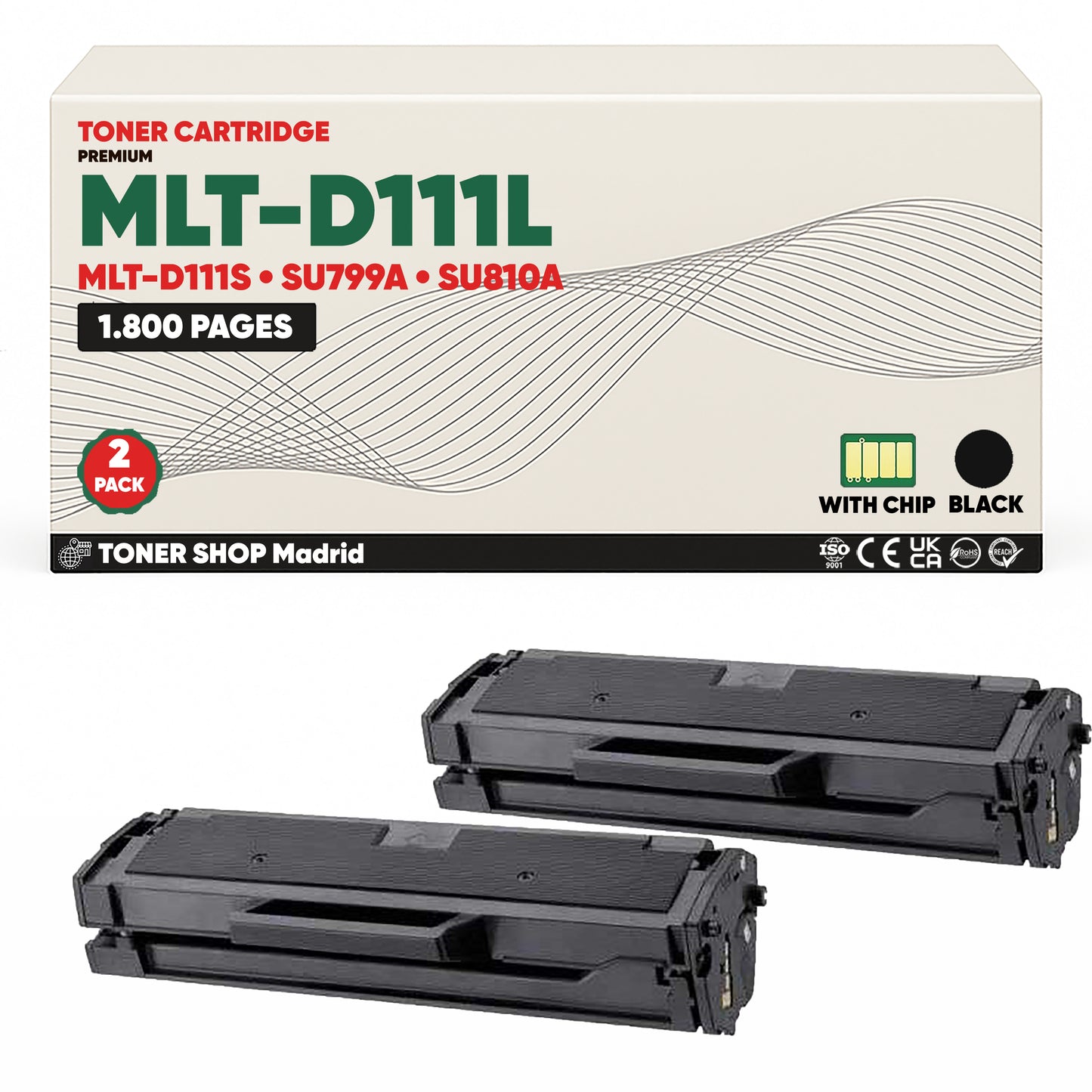 BDink Cartucho de Toner Compatible Samsung MLT-D111L Negro
