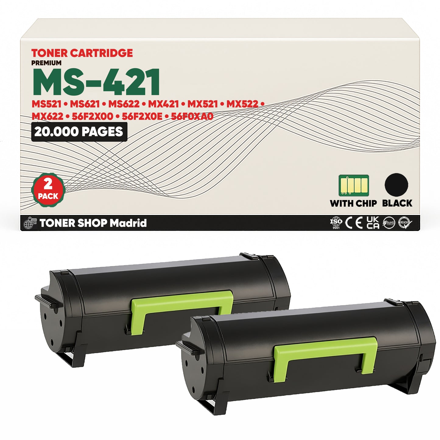 BDink Cartucho Tóner Compatible Lexmark MS421/MS521 Negro