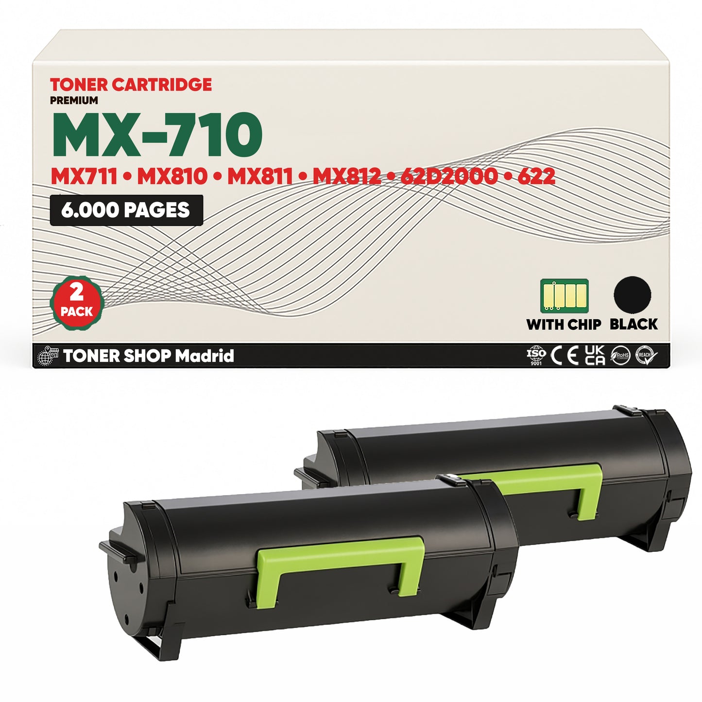 BDink Cartucho Tóner Compatible Lexmark MX710/MX711 Negro