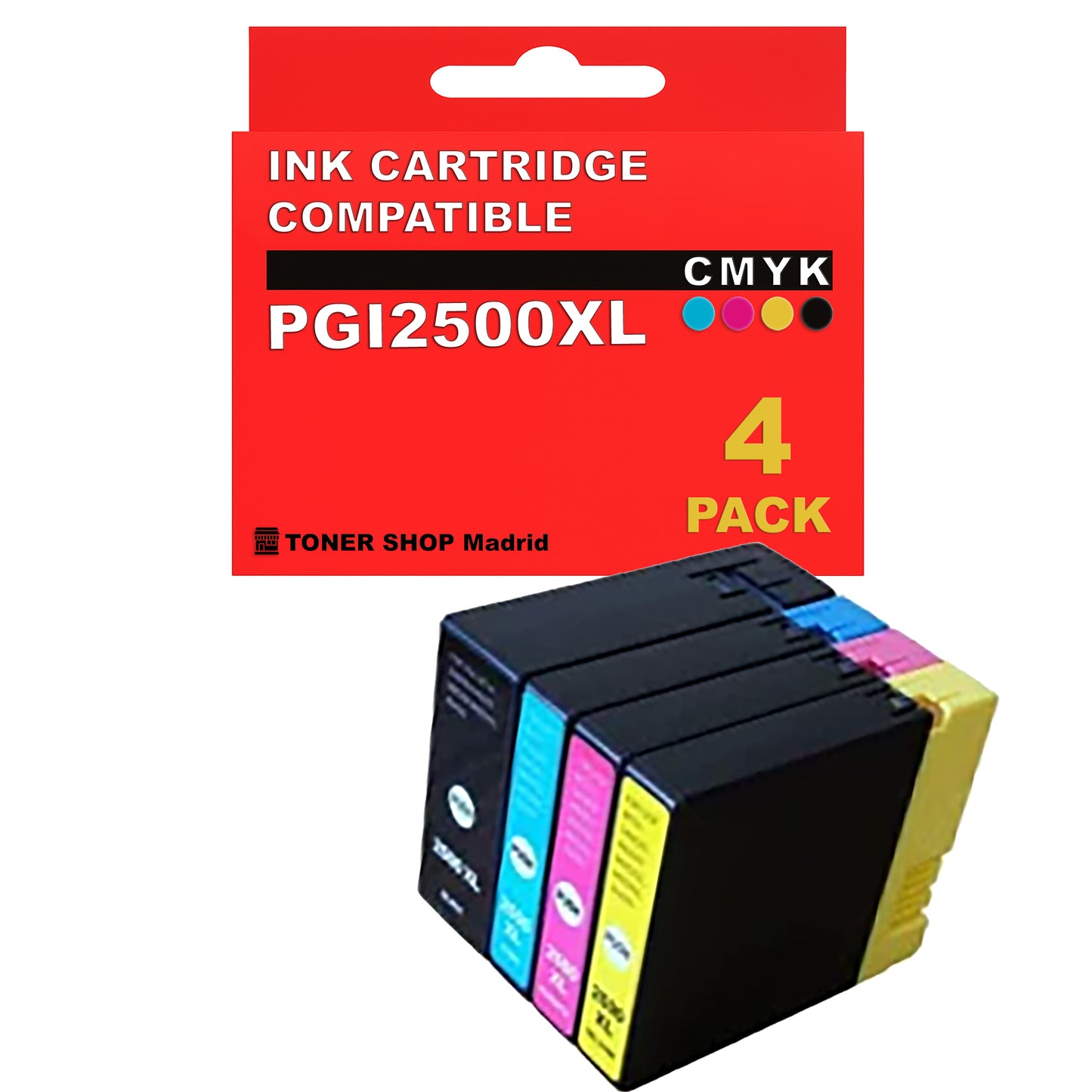 BDink Cartuchos Tinta Compatible con Canon PGI2500XL CMYK (Pack 4)