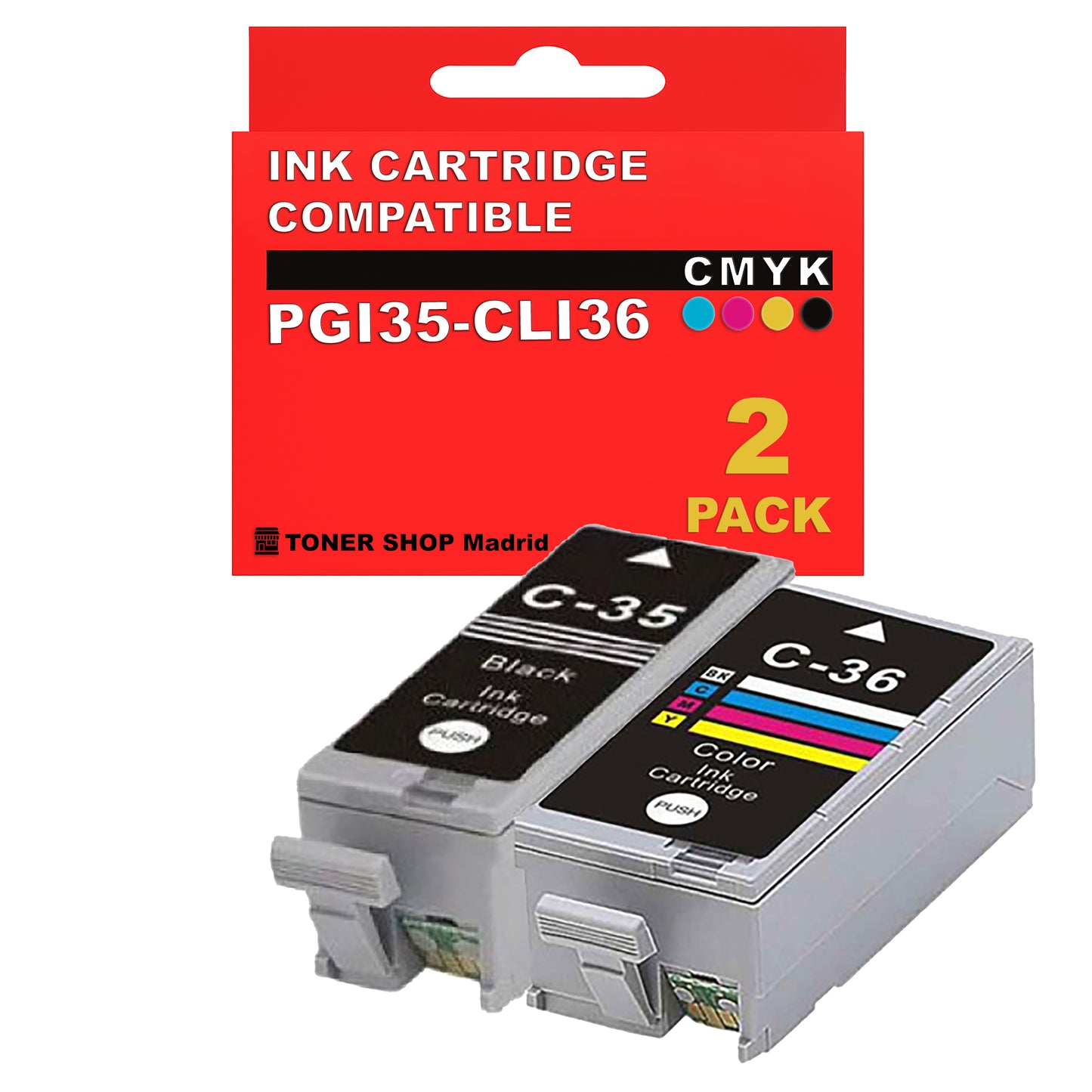 BDink Cartuchos Tinta Compatible con Canon PGI35 Negro y CLI36 Color (Pack 2)
